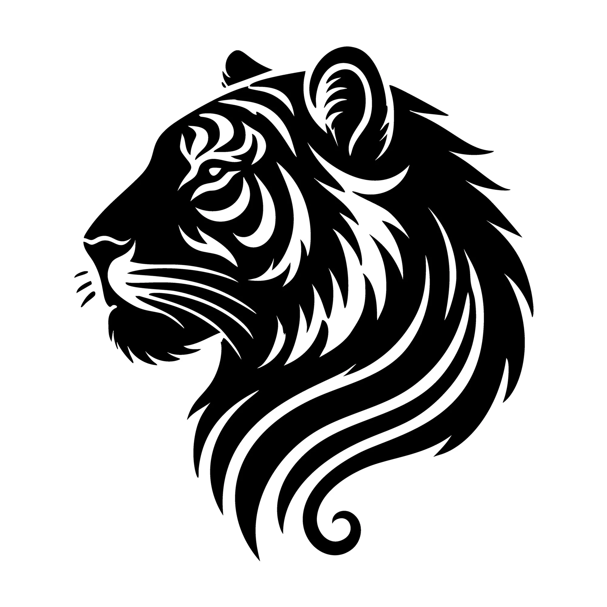 Minimalist Tiger Head Silhouette SVG