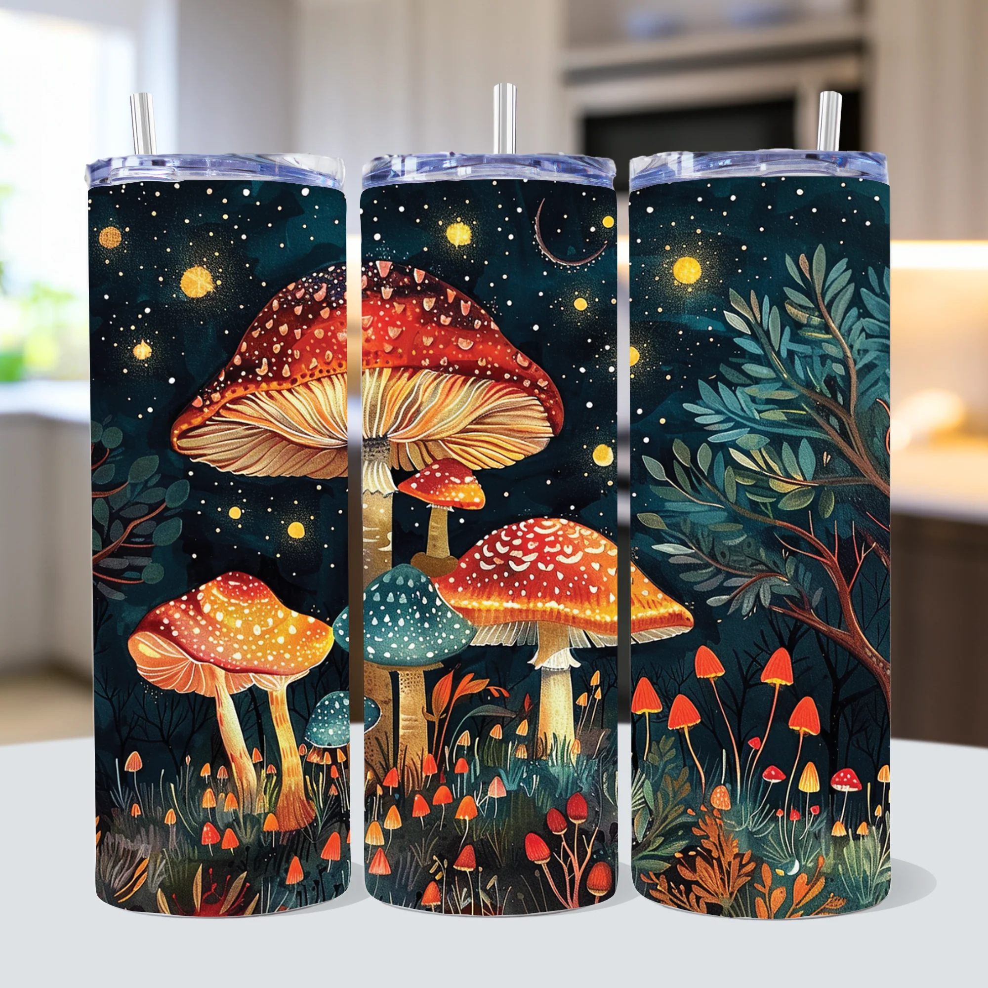 Mushroom 20 oz Tumbler Sublimation Designs Bundle PNG - Image 2
