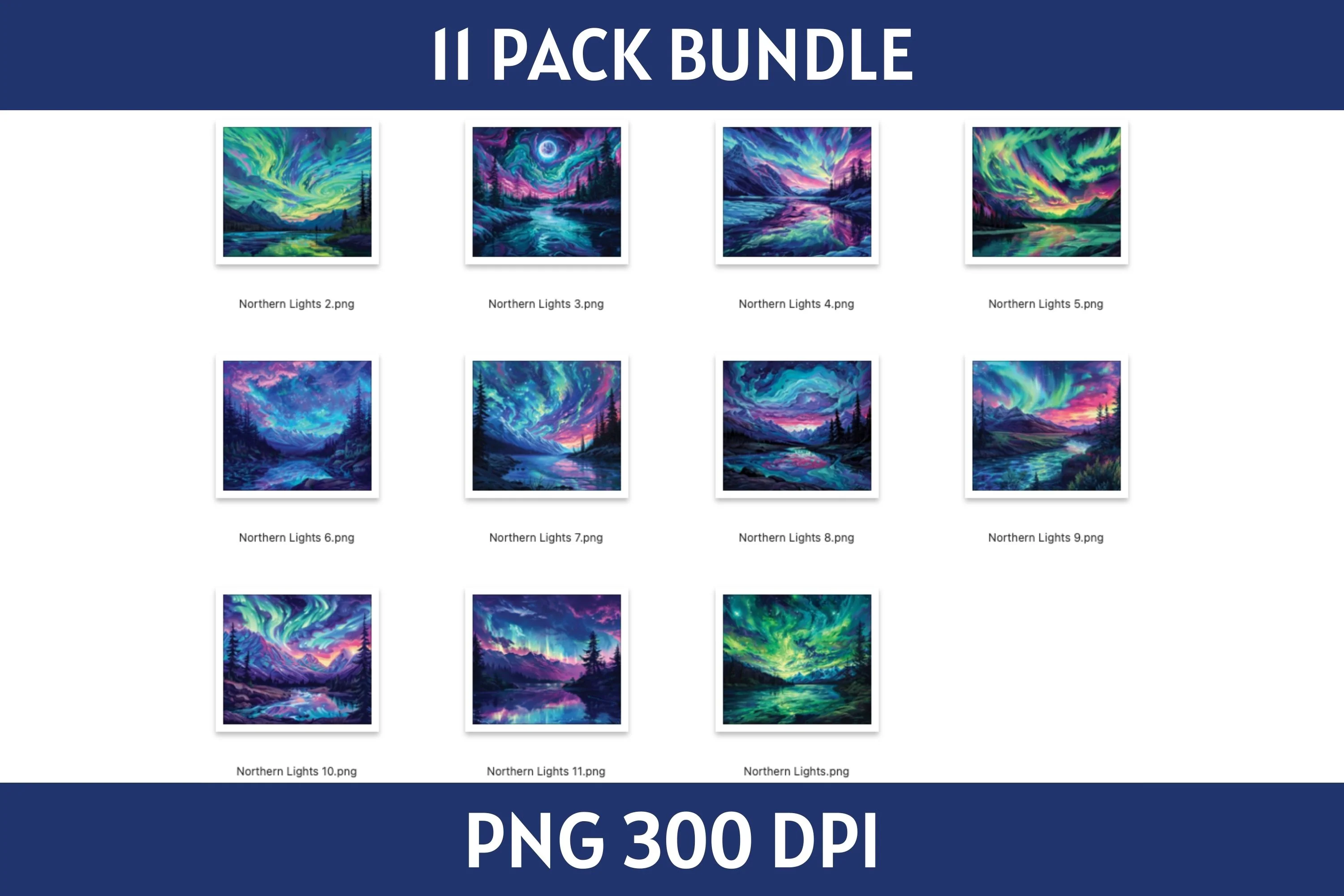 Northern Lights 20 oz Tumbler Sublimation Designs Bundle PNG - Image 3