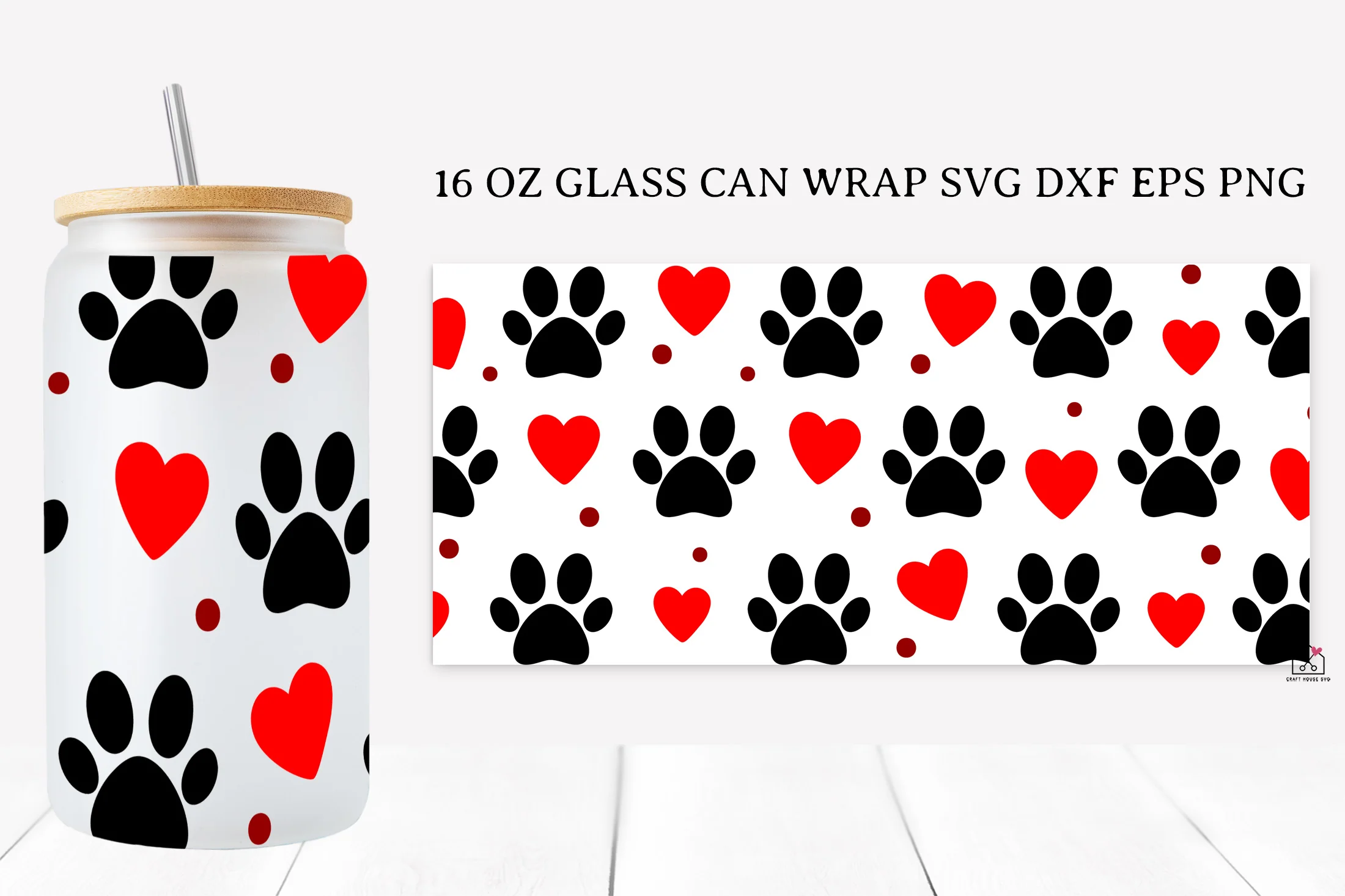 Paw Prints 16 Oz Glass Can Wrap SVG Bundle - Image 5