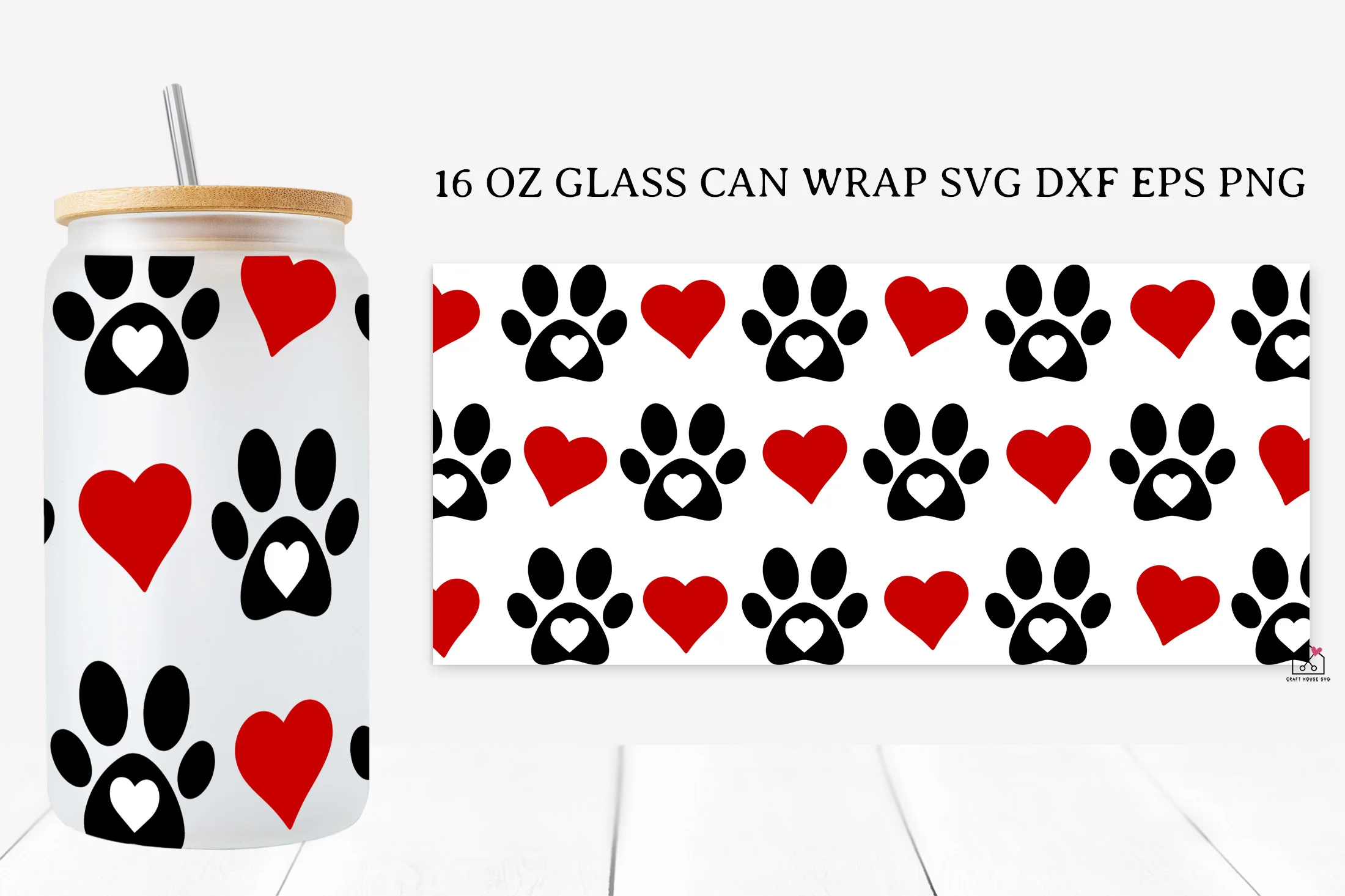Paw Prints 16 Oz Glass Can Wrap SVG Bundle - Image 6