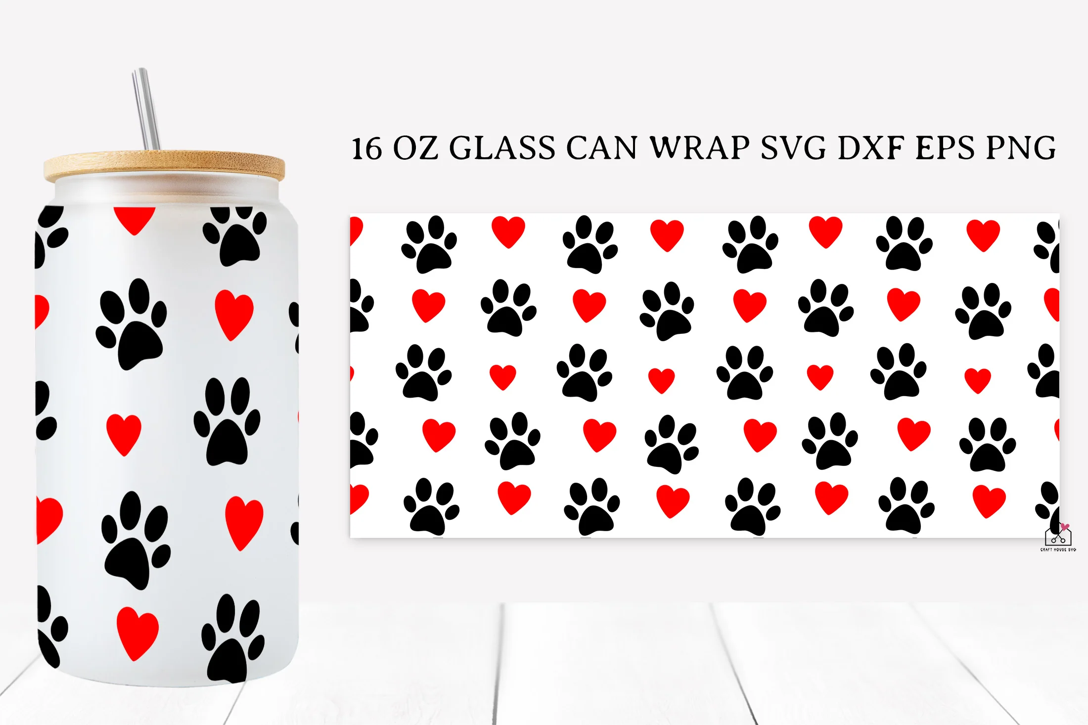 Paw Prints 16 Oz Glass Can Wrap SVG Bundle - Image 7