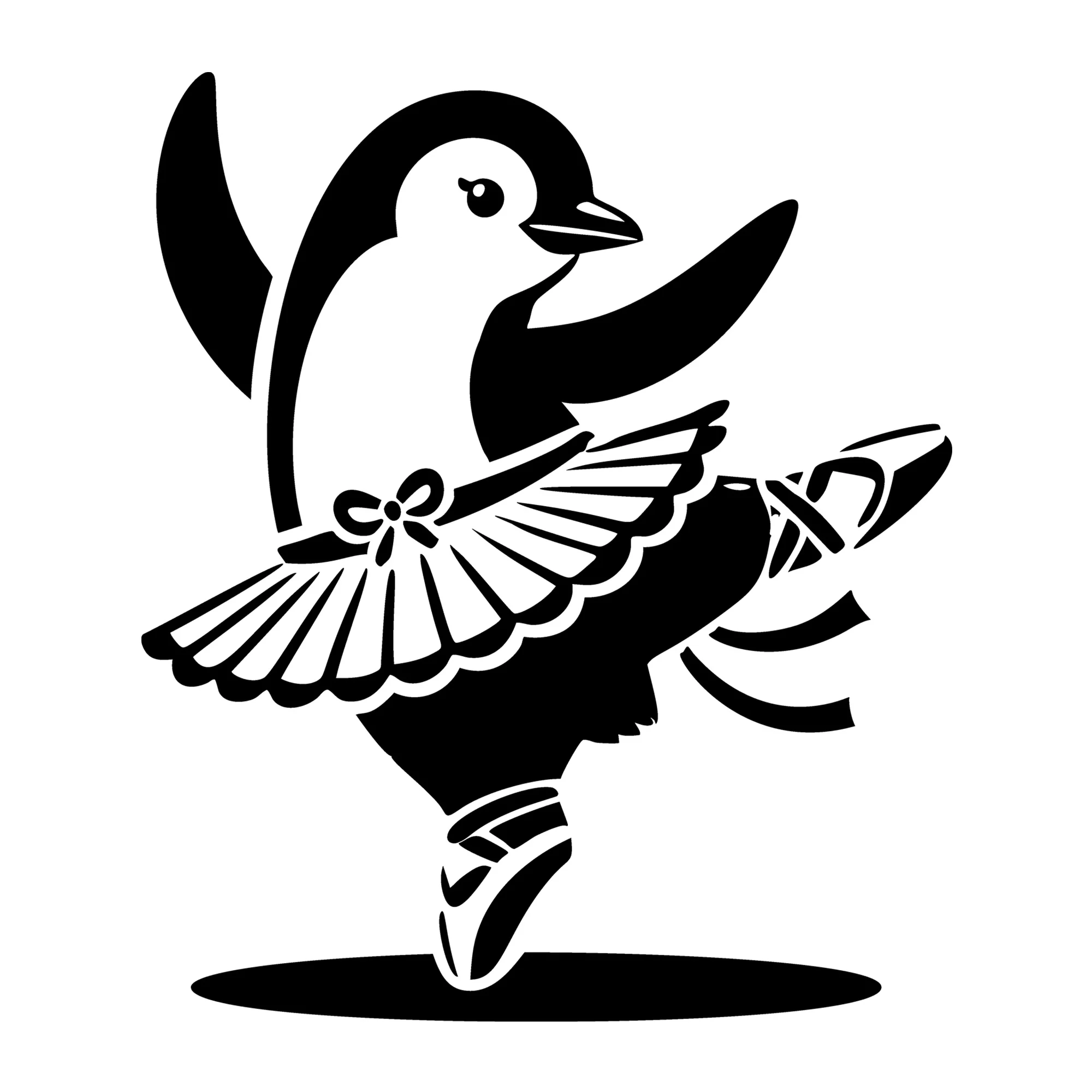 Penguin Ballerina Twirling in Tutu with Grace SVG