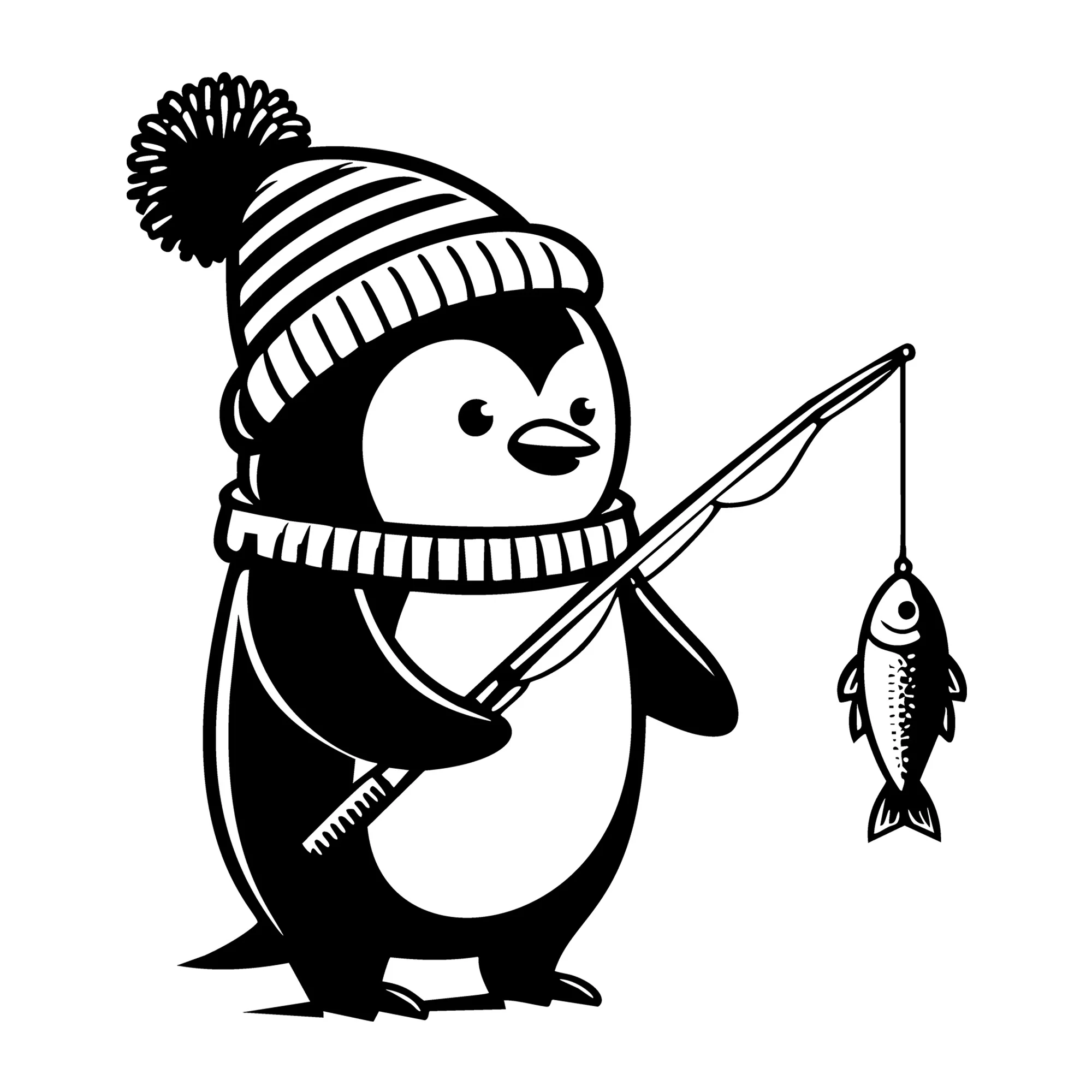 Penguin Fishing SVG