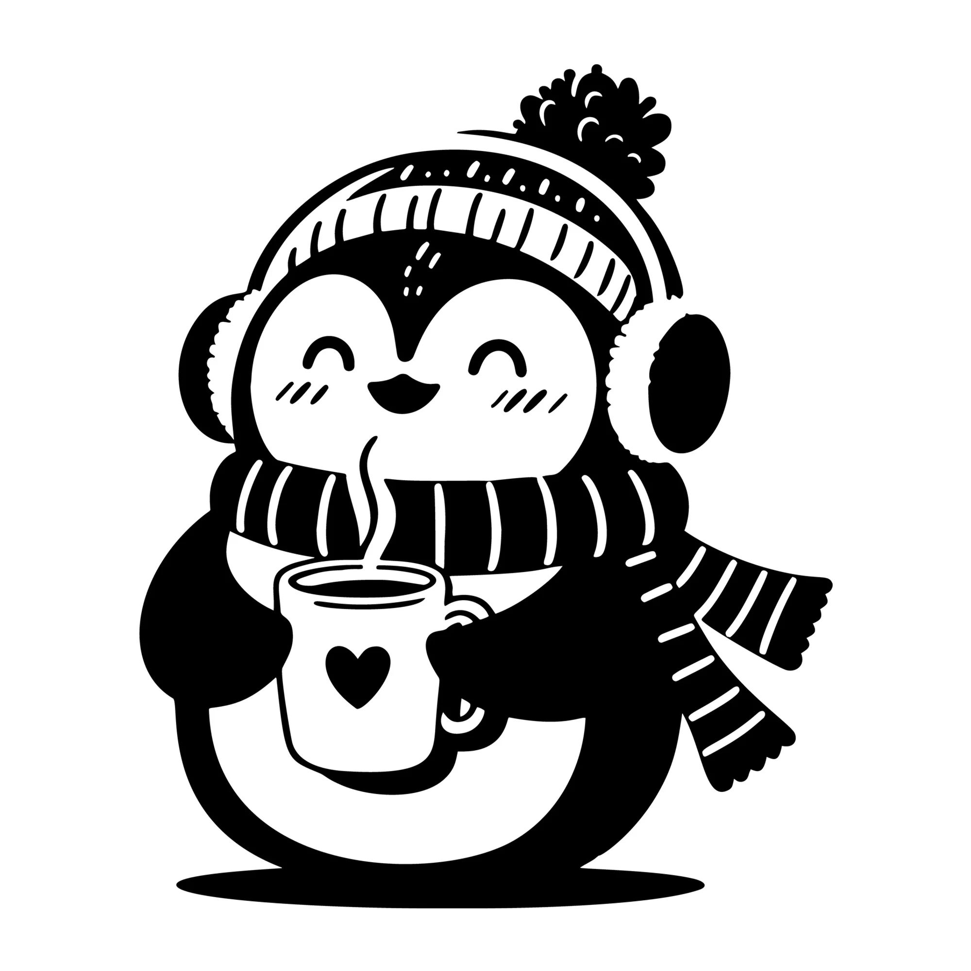 Penguin Holding Hot Chocolate SVG