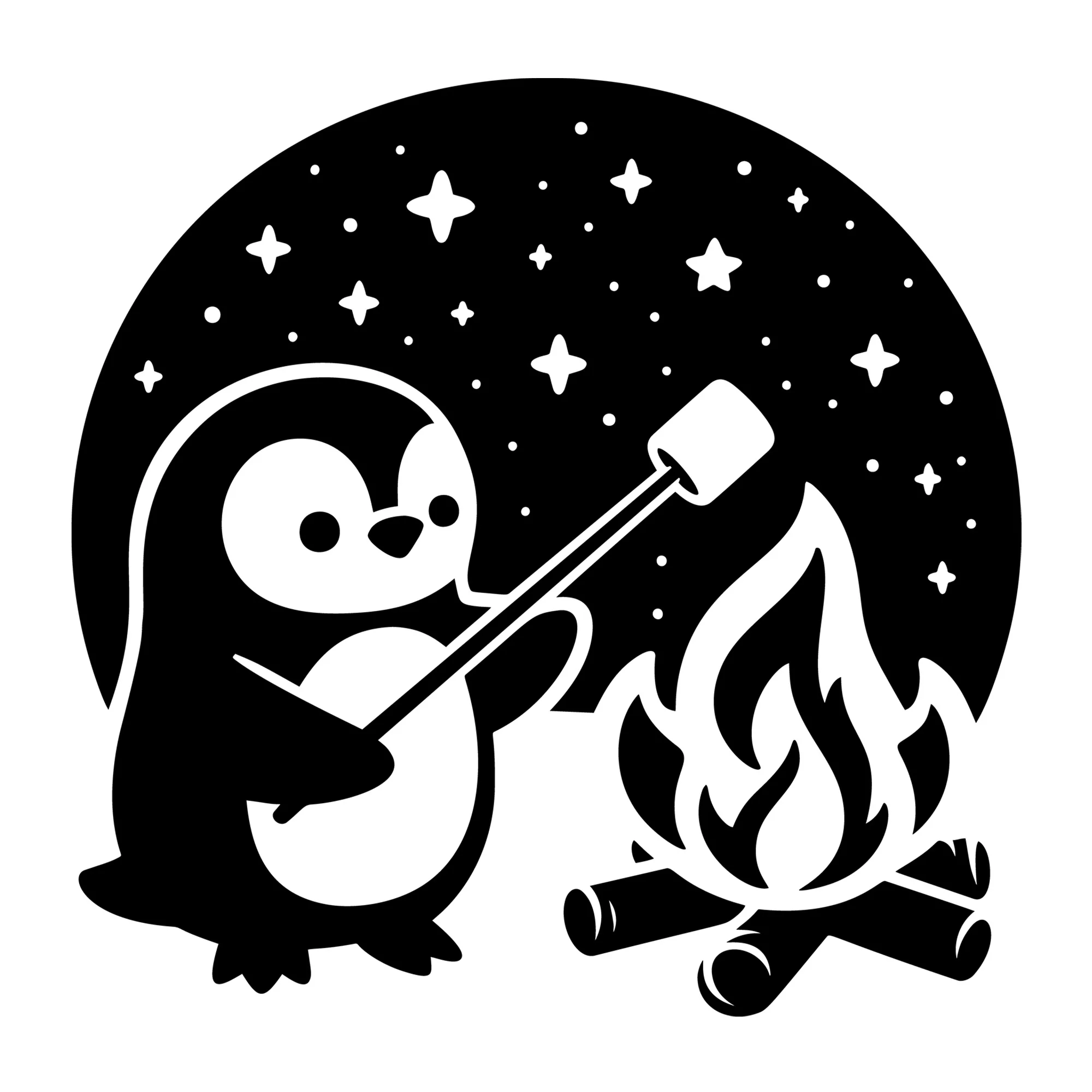 Penguin Roasting Marshmallows SVG