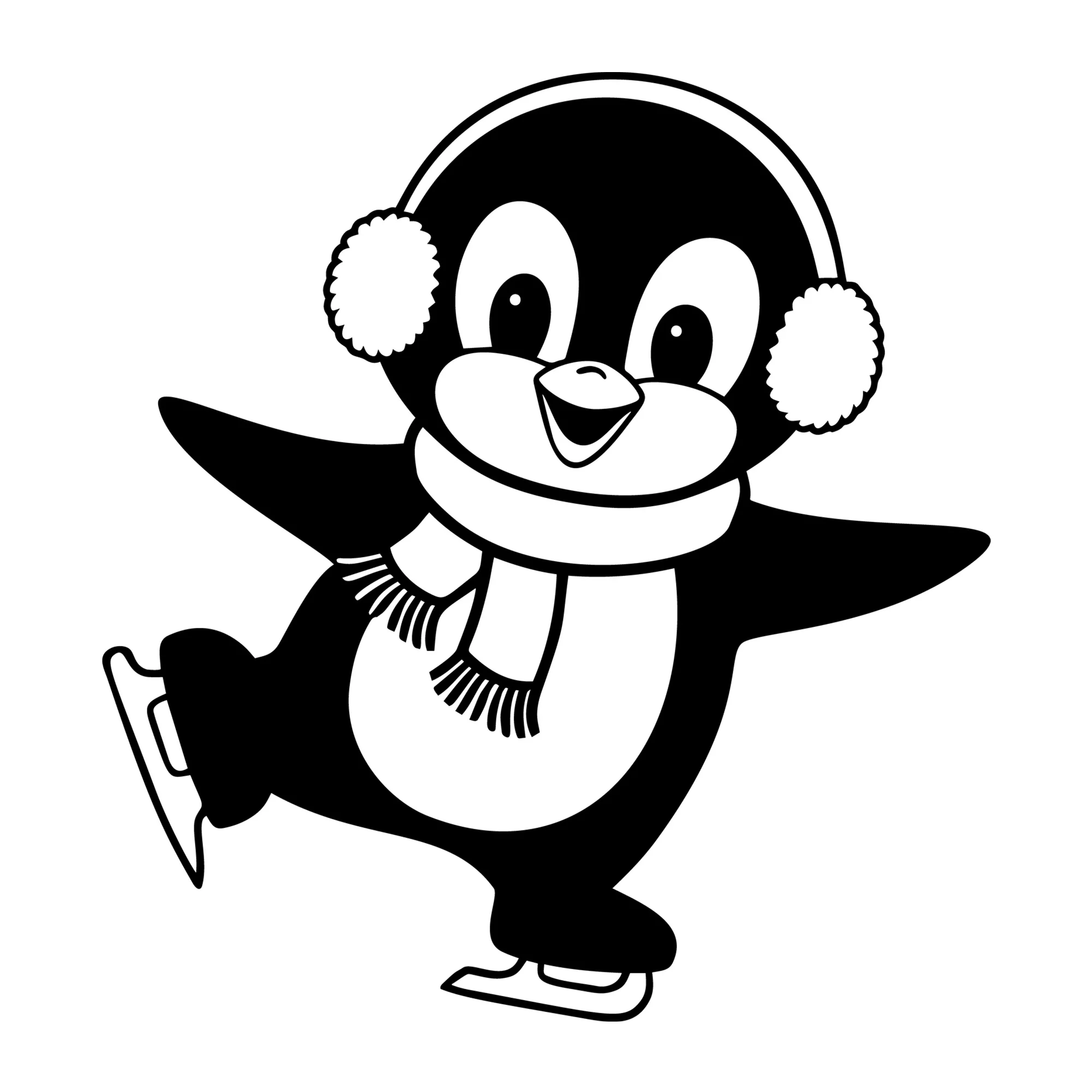 Penguin Skating SVG