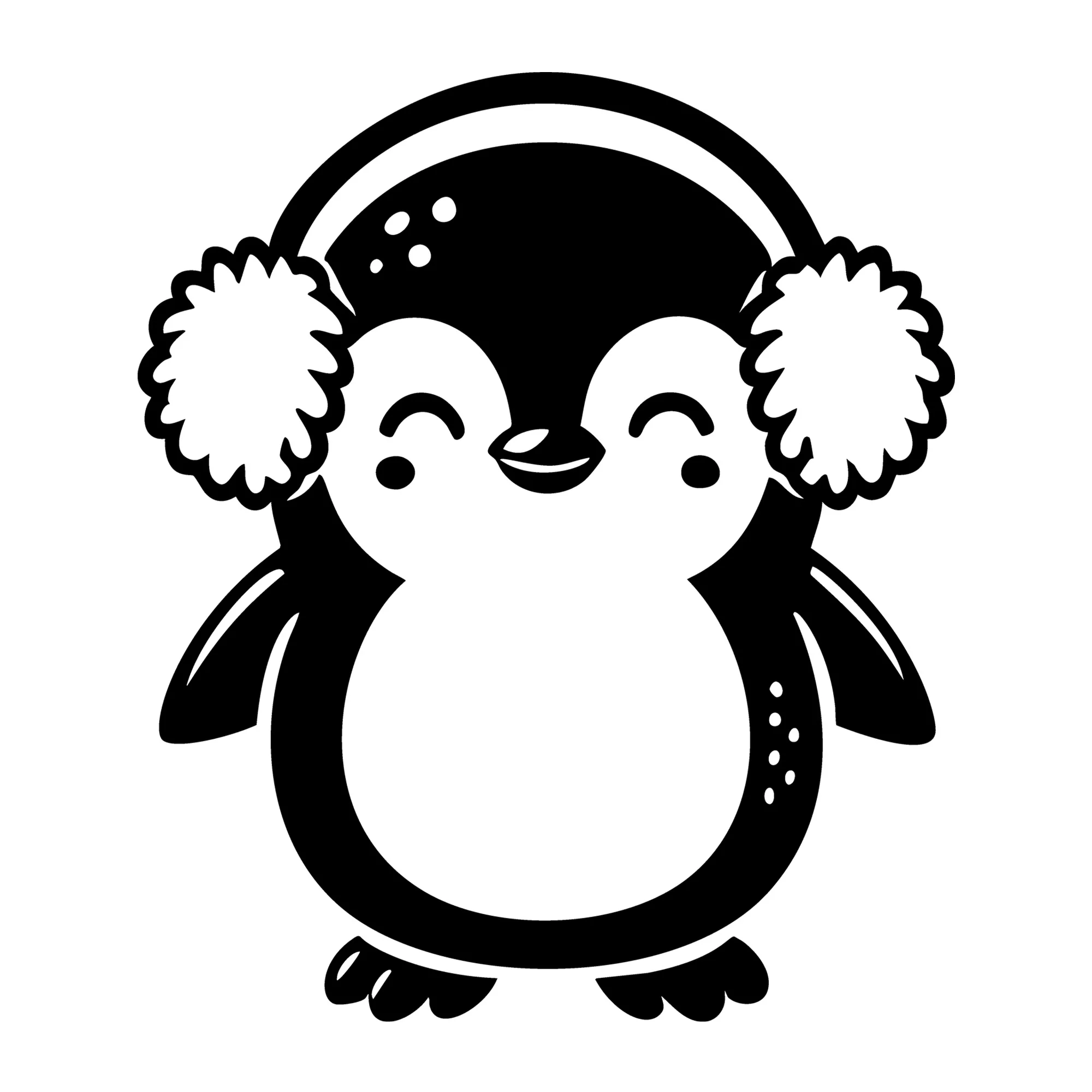 Penguin Wearing Fluffy Earmuffs SVG