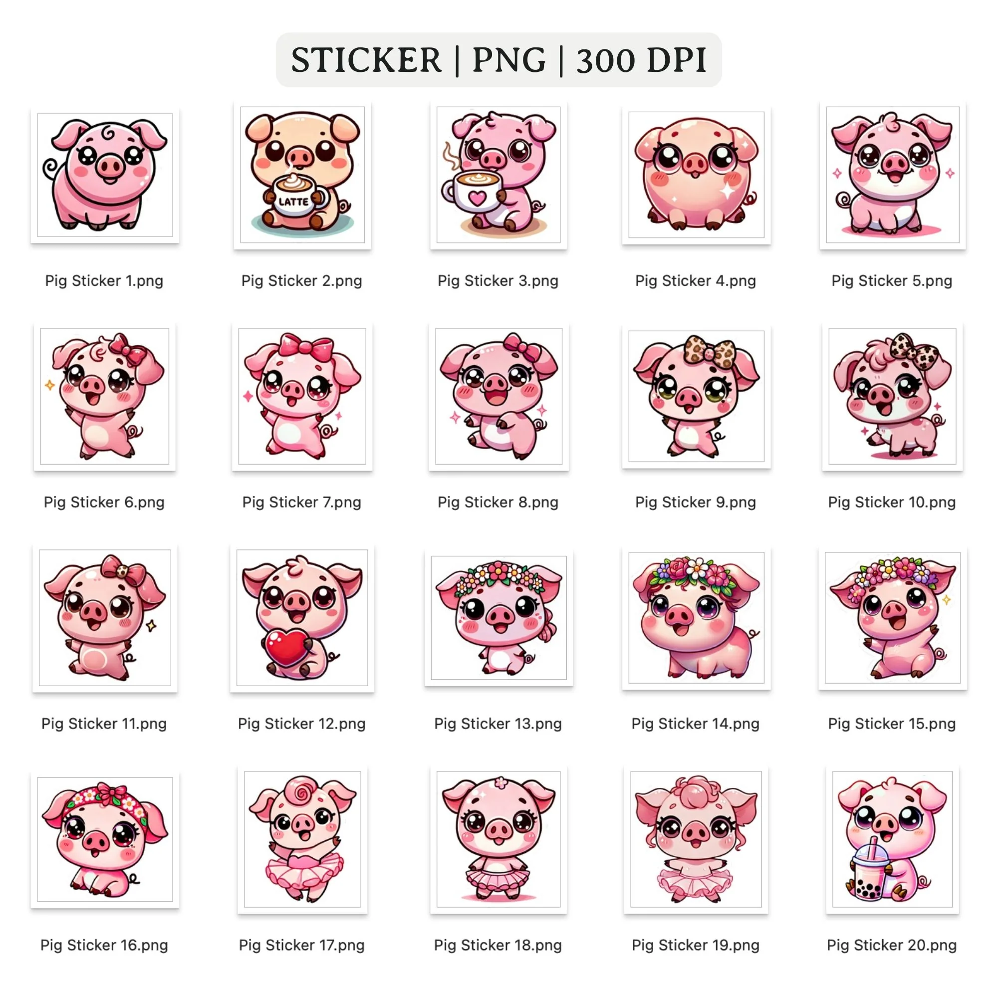 Pig Stickers Printable PNG - Image 3