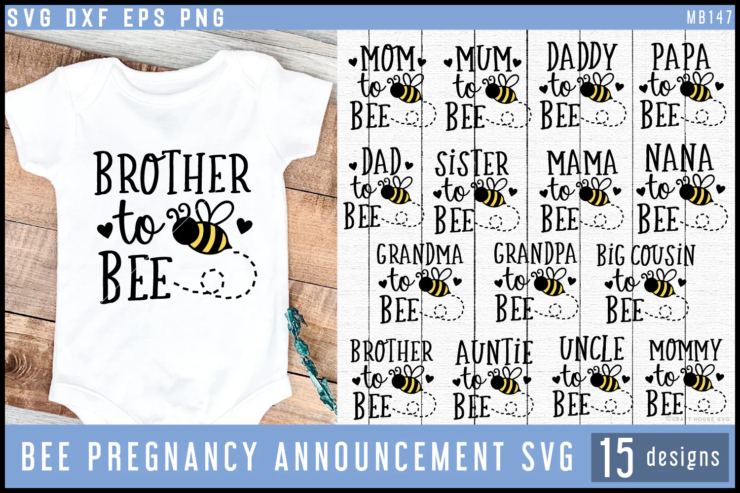 Bee Pregnancy Announcement SVG Bundle - Image 2