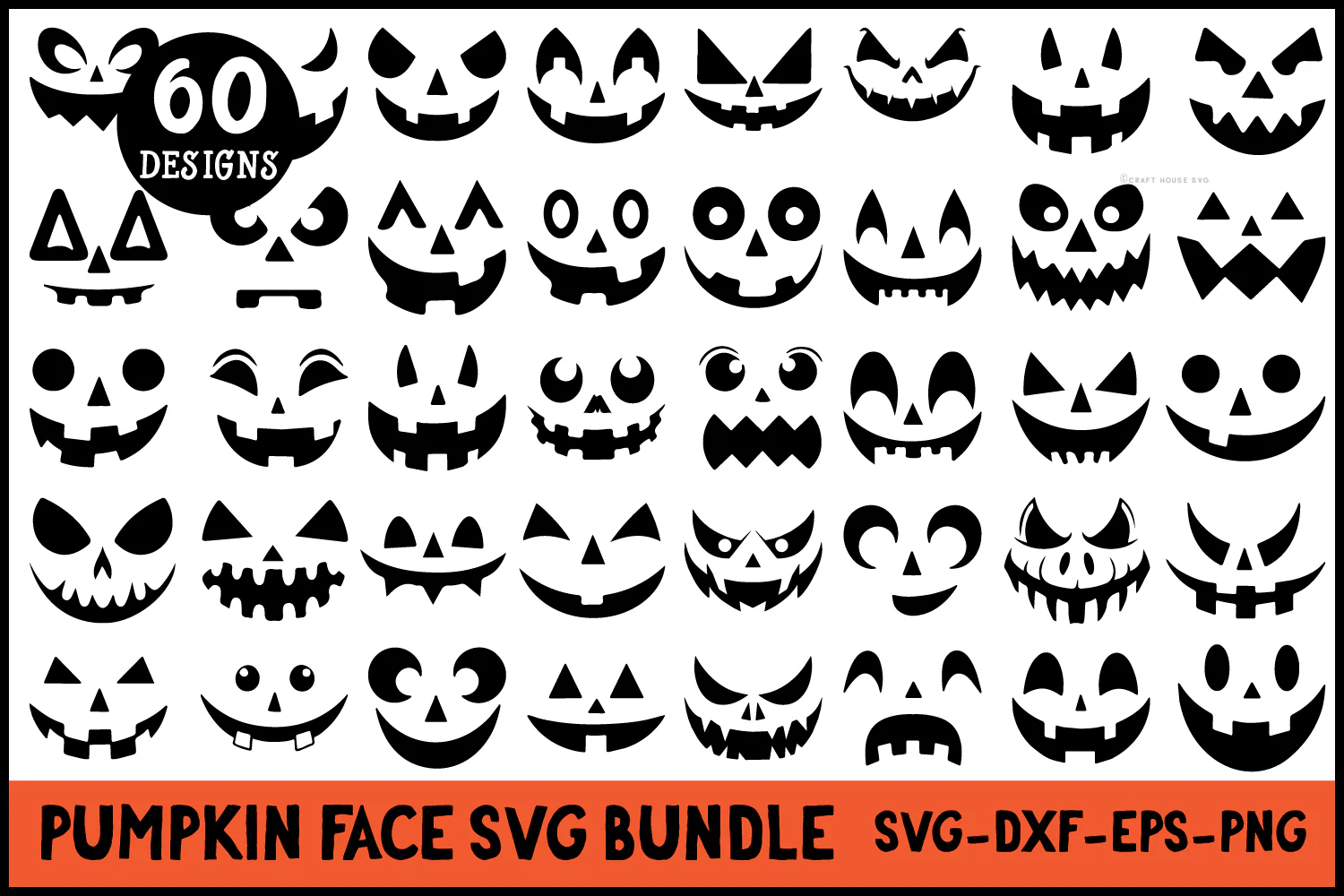 Pumpkin Face SVG Bundle Jack O Lantern Halloween - Image 2