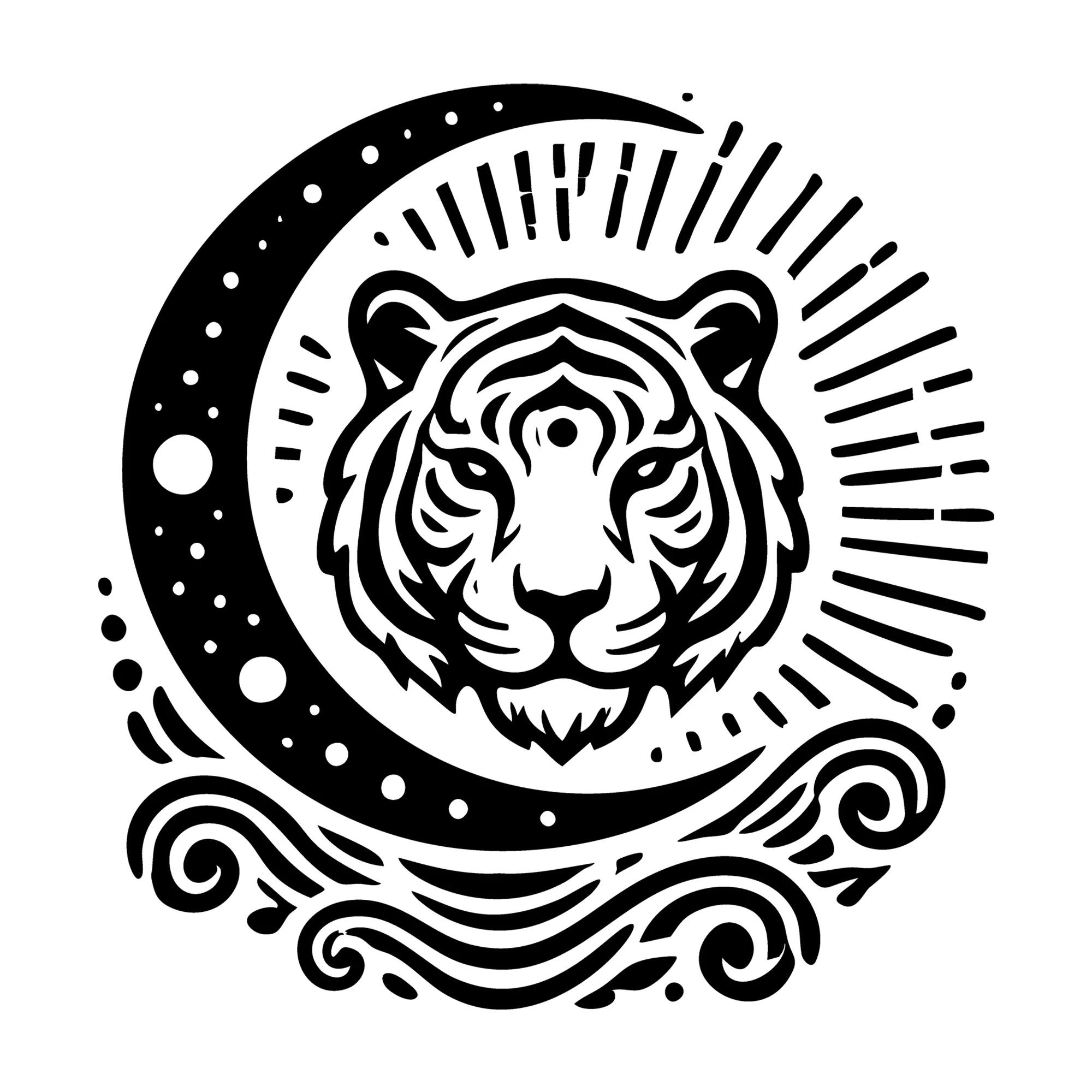 Radiant Moonlight Tiger Silhouette SVG