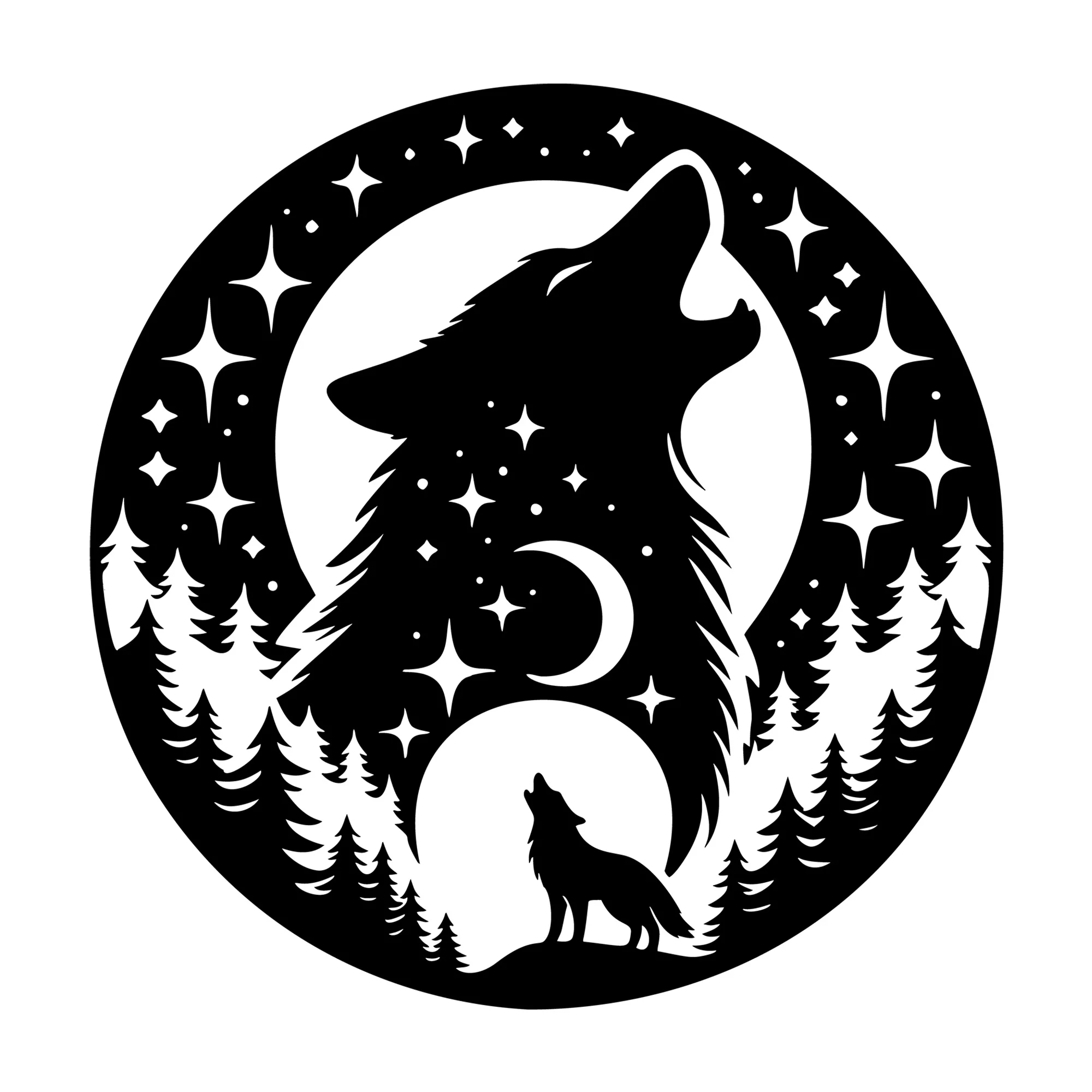 Scenic Wolf Silhouette SVG