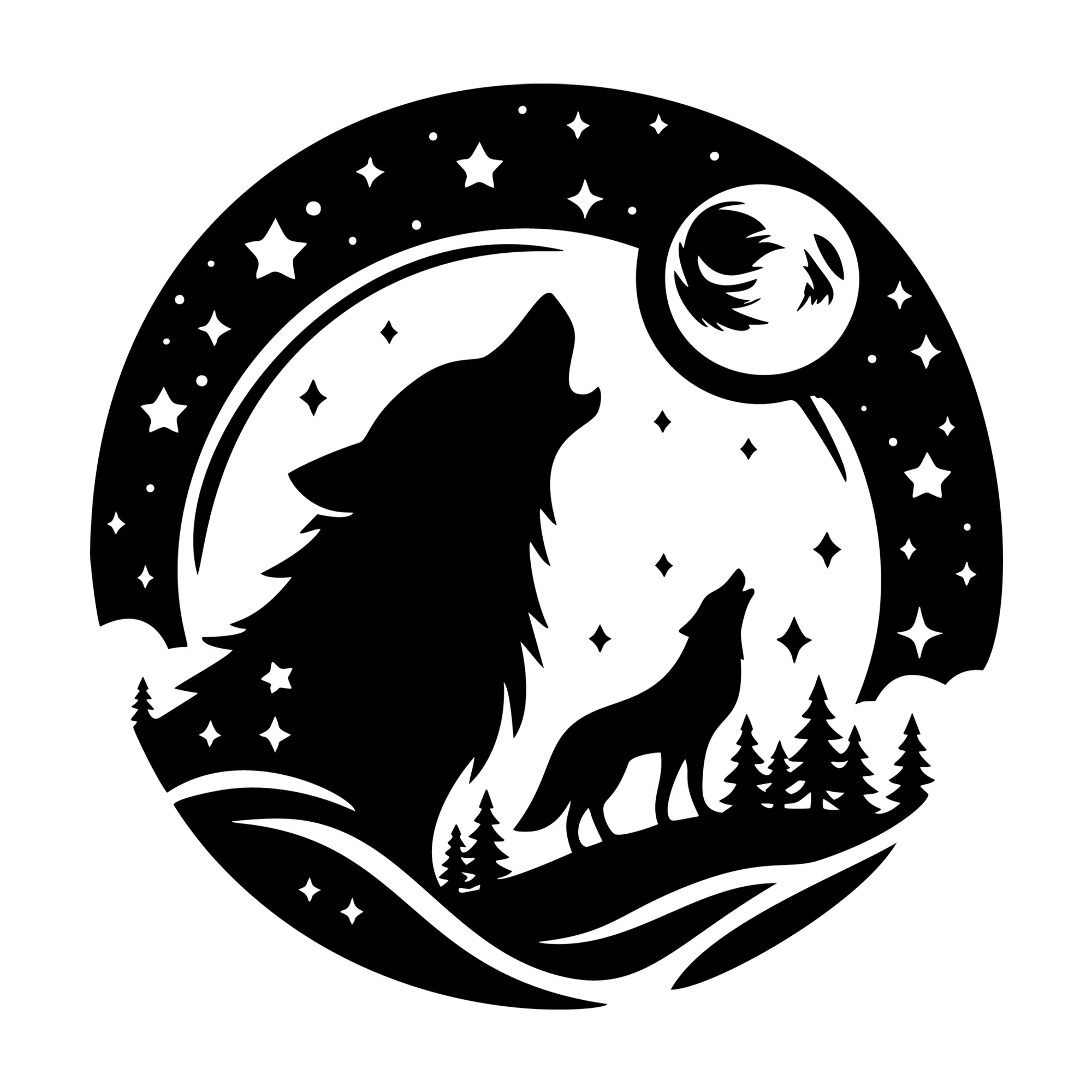 Scenic Wolves Howling SVG