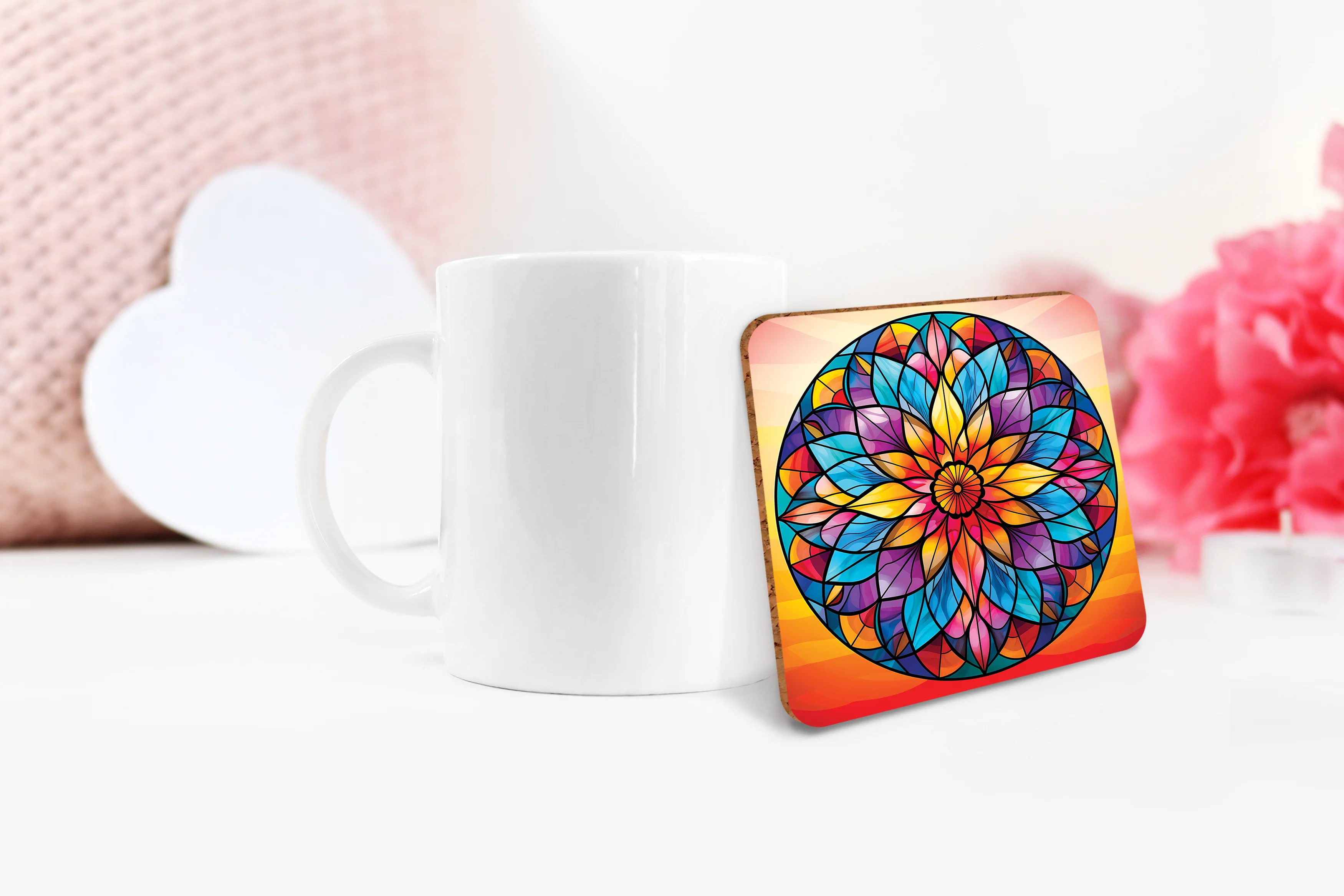 Simple Stained Glass Mandala Sublimation Bundle Coaster Designs PNG - Image 4