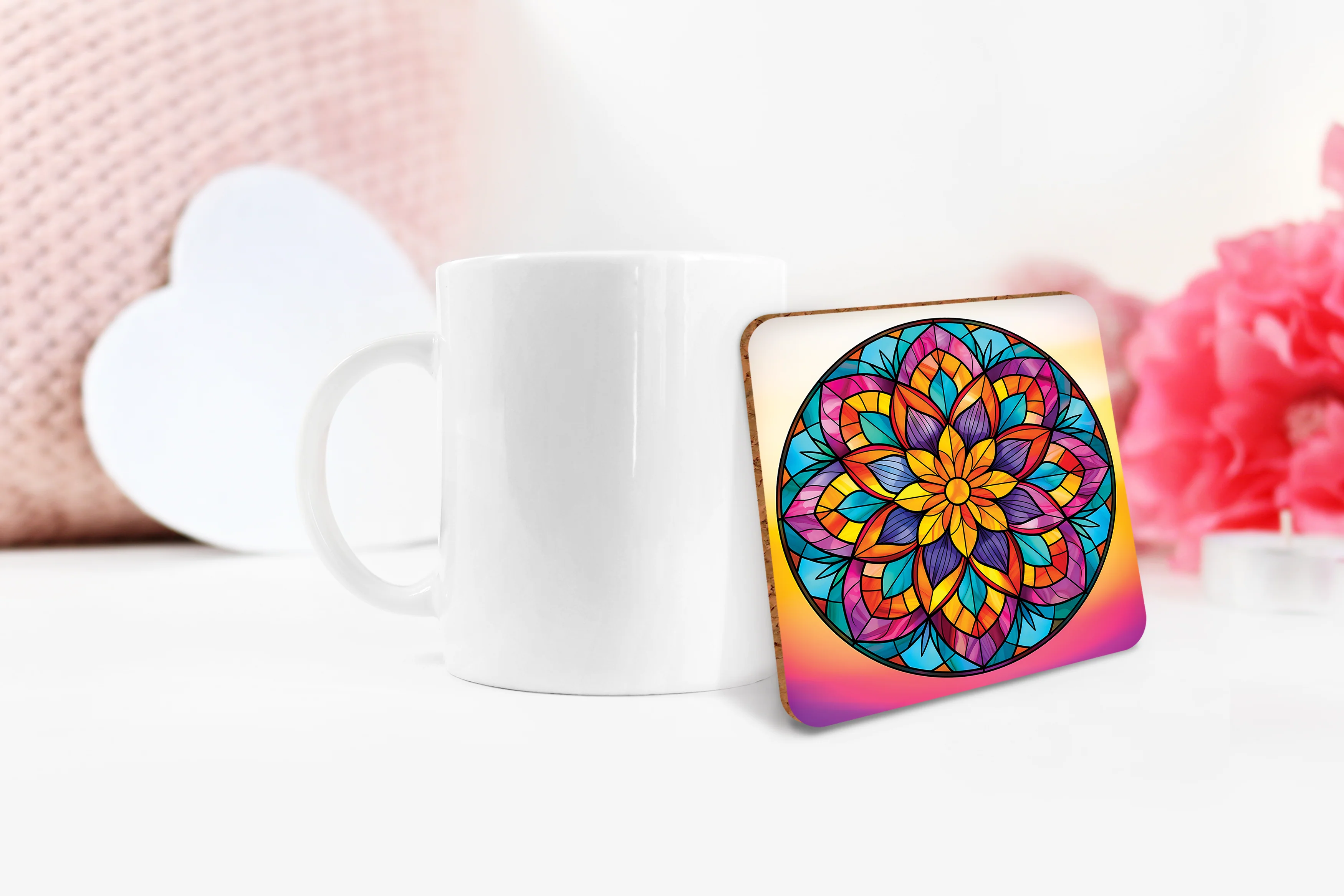 Simple Stained Glass Mandala Sublimation Bundle Coaster Designs PNG - Image 6
