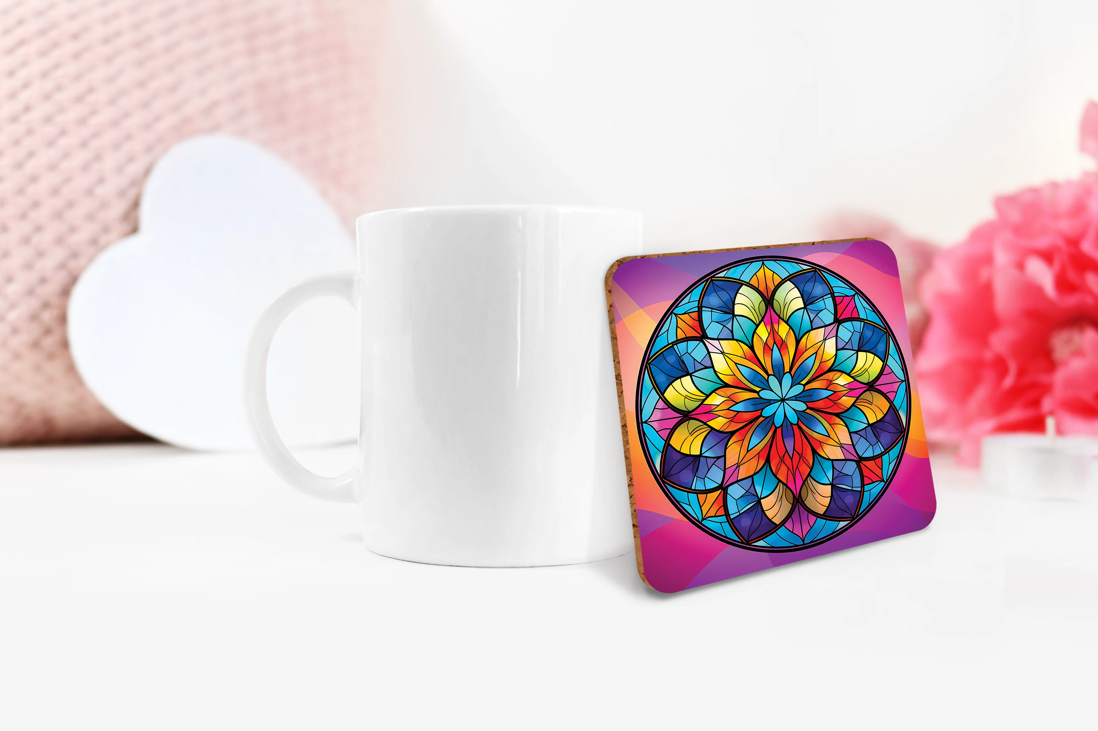 Simple Stained Glass Mandala Sublimation Bundle Coaster Designs PNG - Image 7