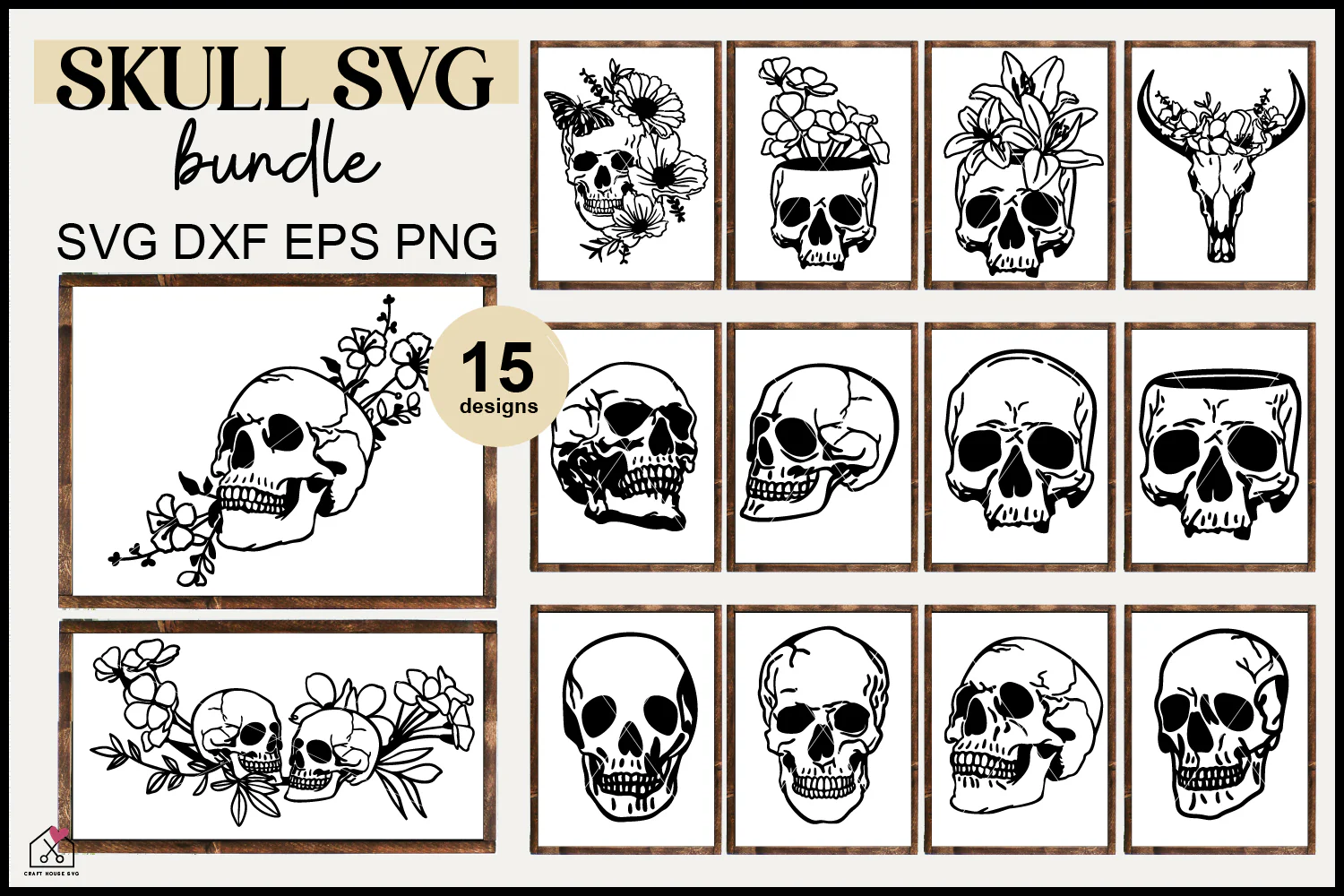 Skull SVG Bundle Floral Halloween - Image 2