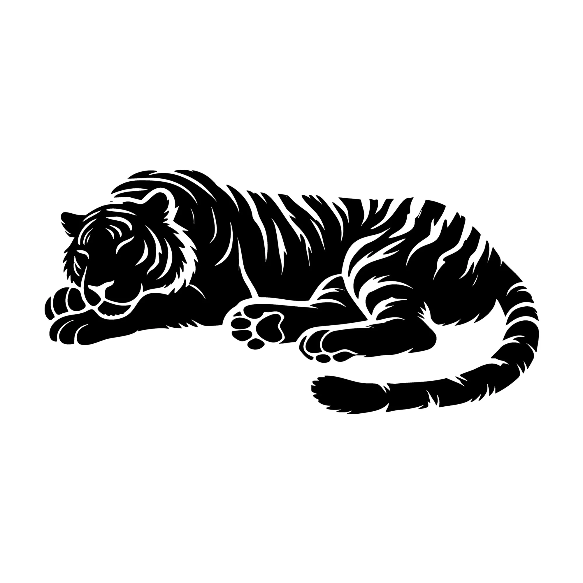Sleeping Tiger Resting Silhouette SVG