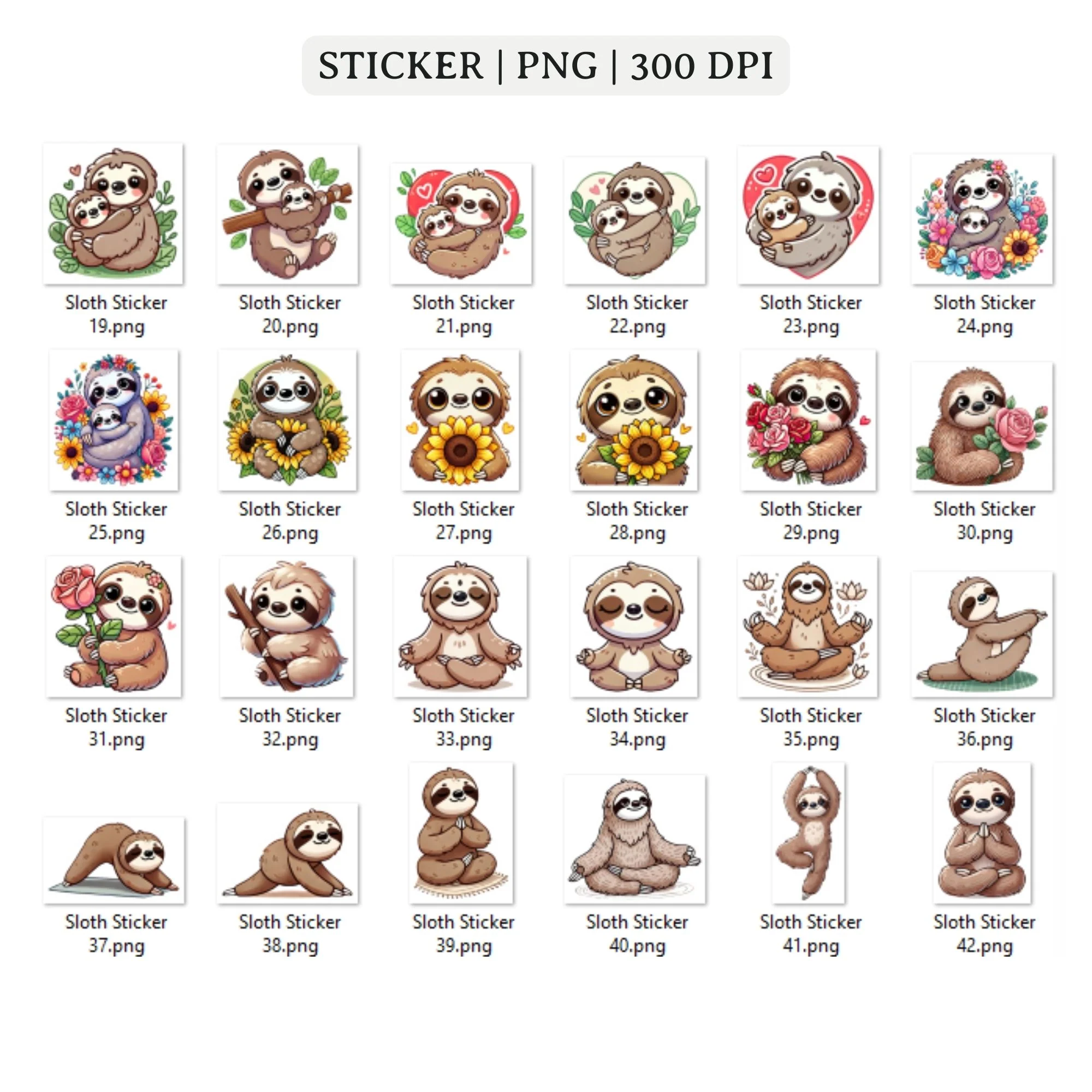 Sloth Stickers Printable PNG - Image 4