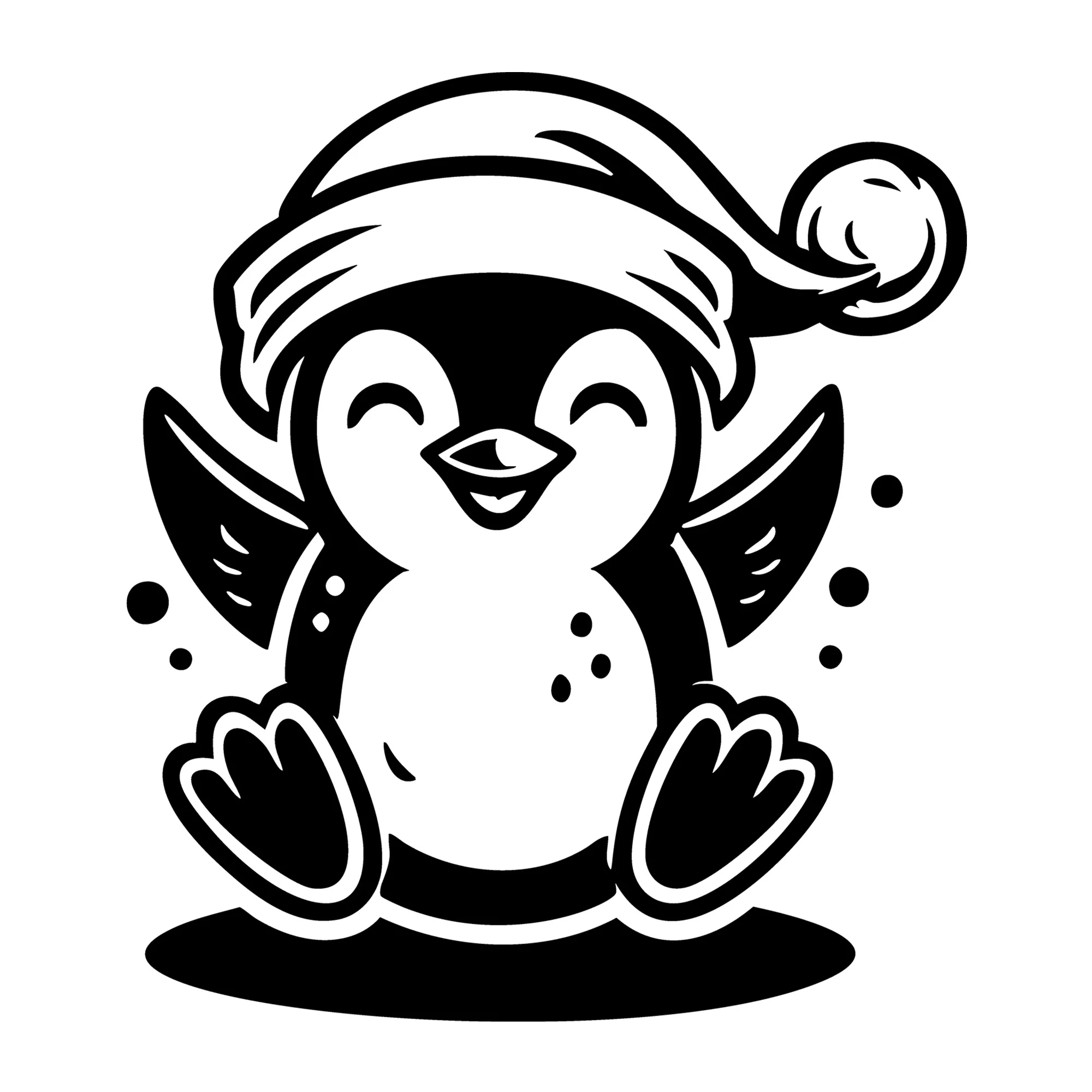 Smiling Penguin in Santa Hat and Festive Pose SVG