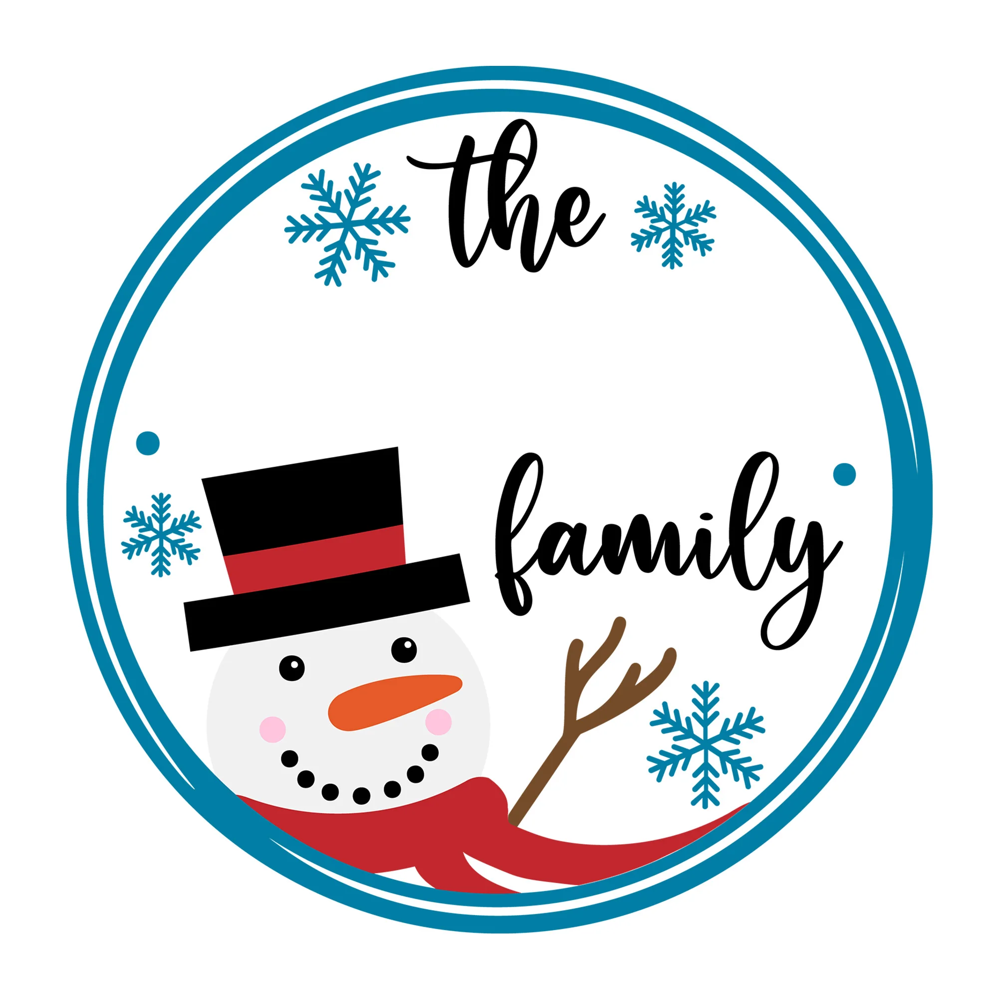 Snowman Family Name Sign SVG