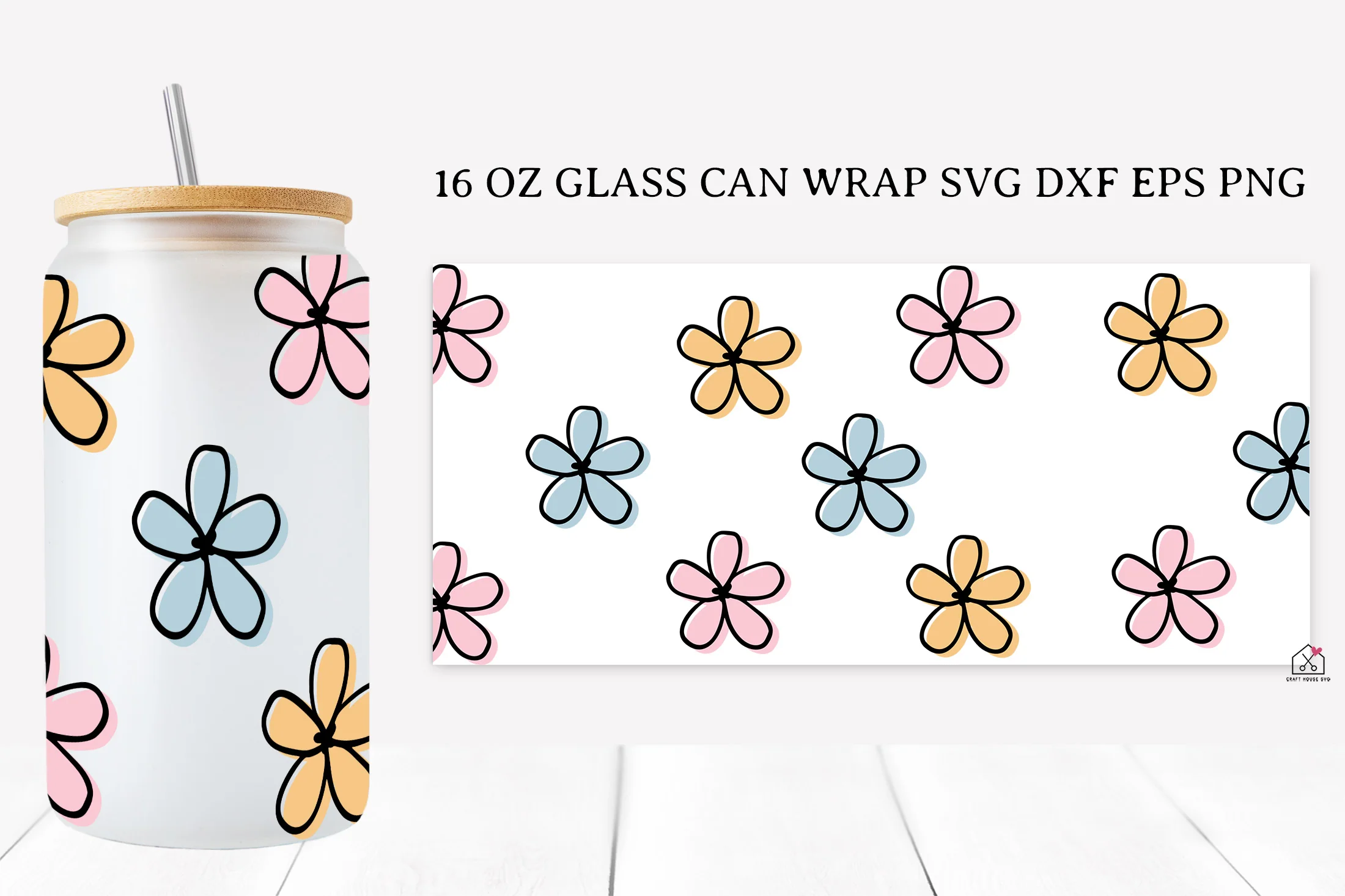 Spring Flower 16 Oz Glass Can Wrap SVG Bundle - Image 10