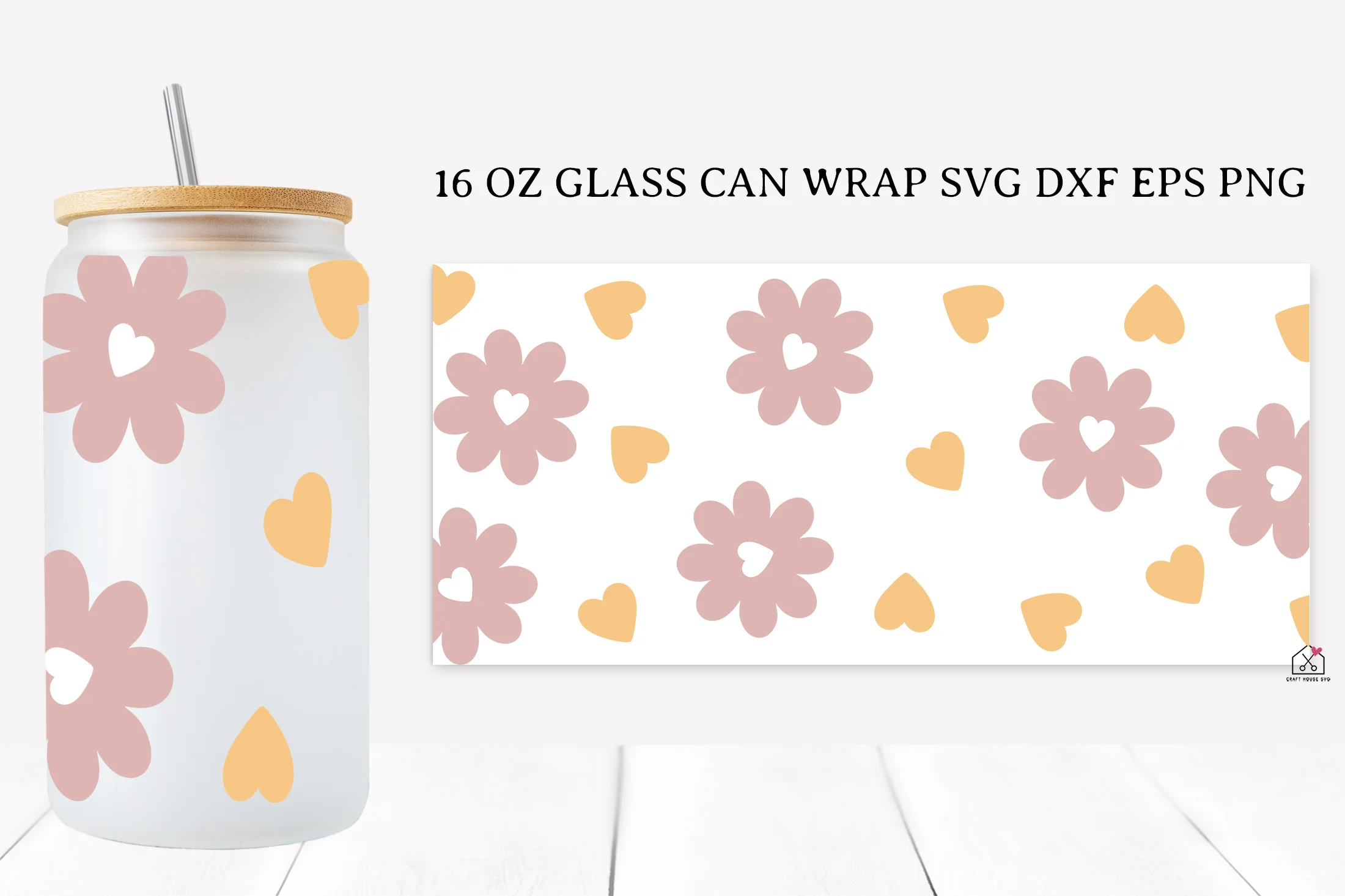 Spring Flower 16 Oz Glass Can Wrap SVG Bundle - Image 4