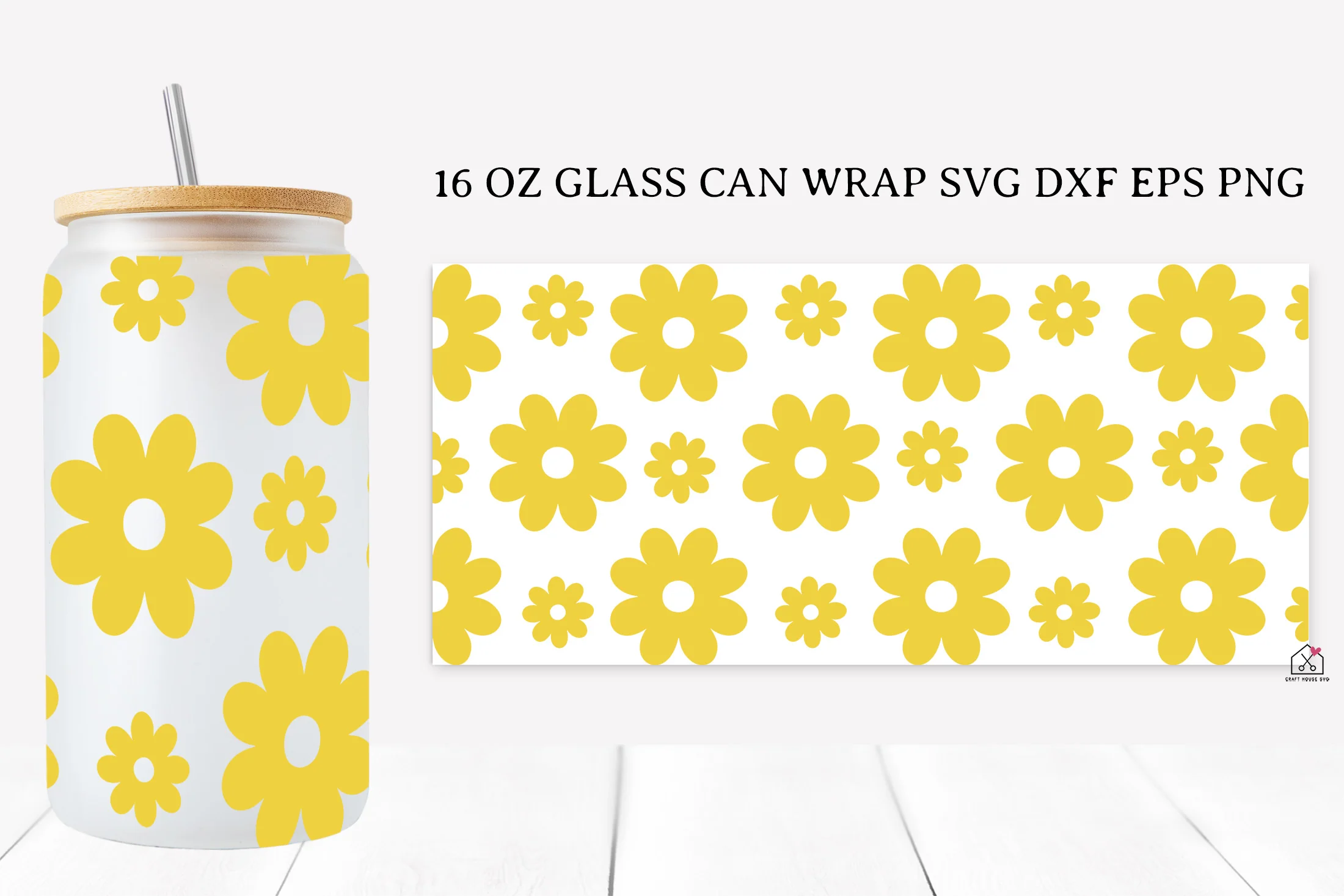 Spring Flower 16 Oz Glass Can Wrap SVG Bundle - Image 7