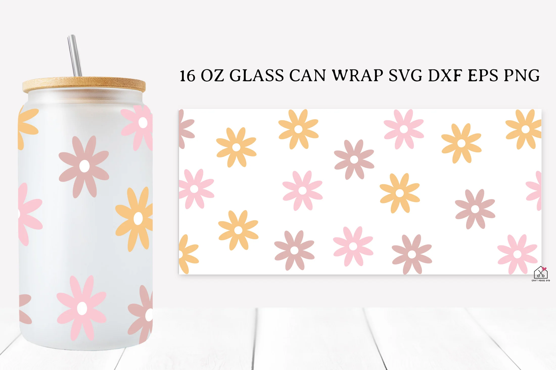 Spring Flower 16 Oz Glass Can Wrap SVG Bundle - Image 9