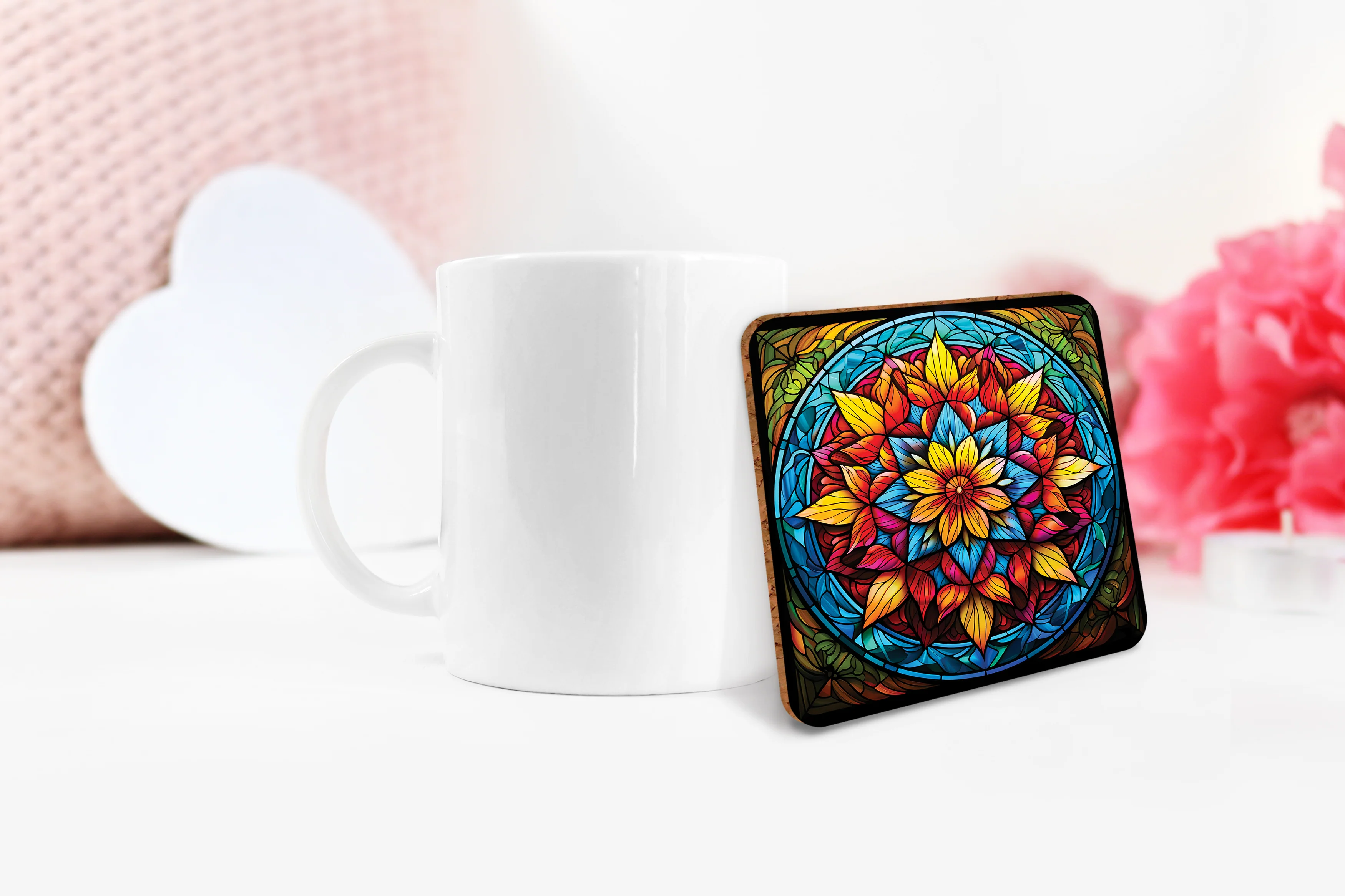 Stained Glass Mandala Sublimation Bundle Coaster Designs PNG - Image 4