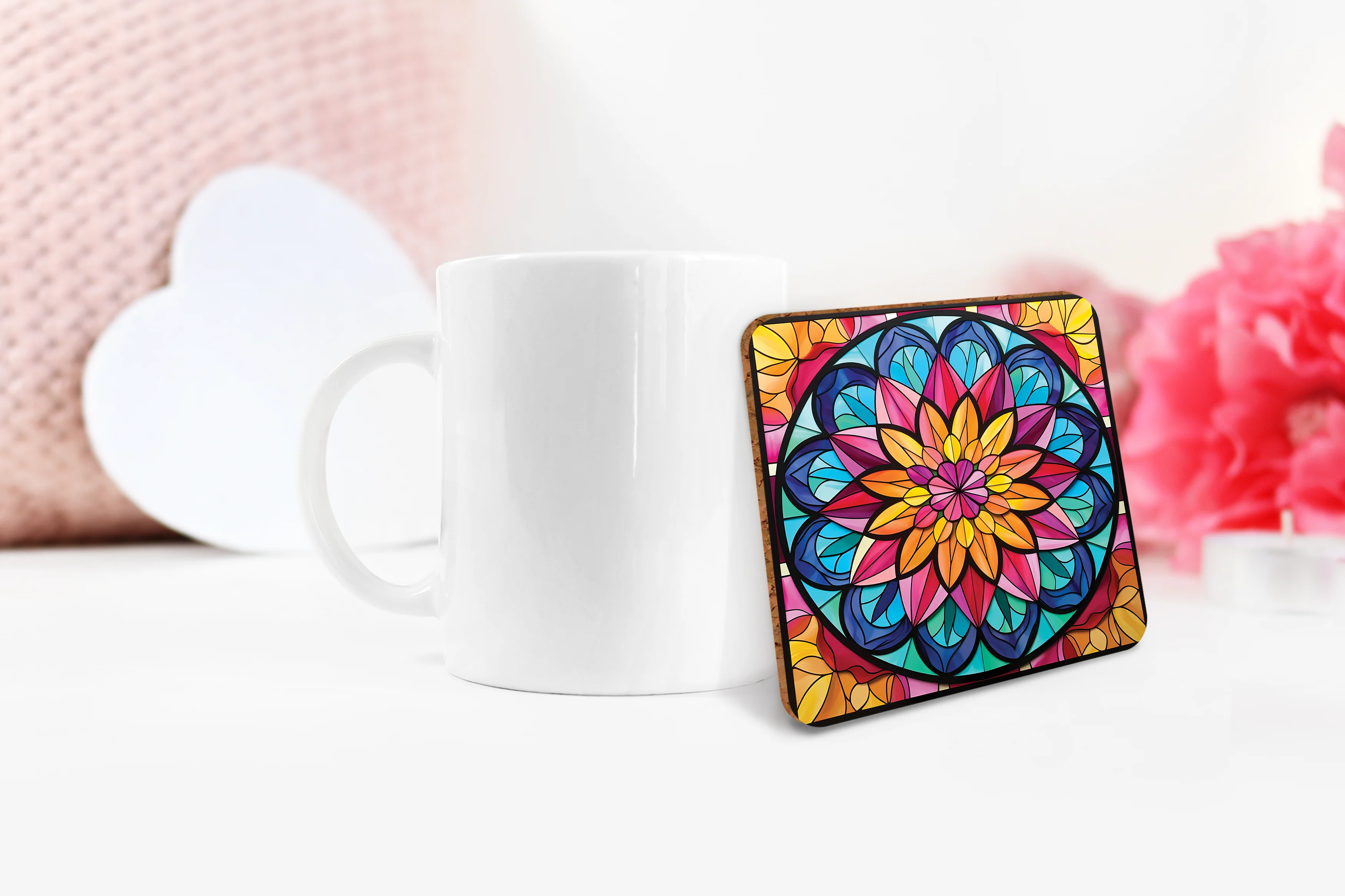 Stained Glass Mandala Sublimation Bundle Coaster Designs PNG - Image 5