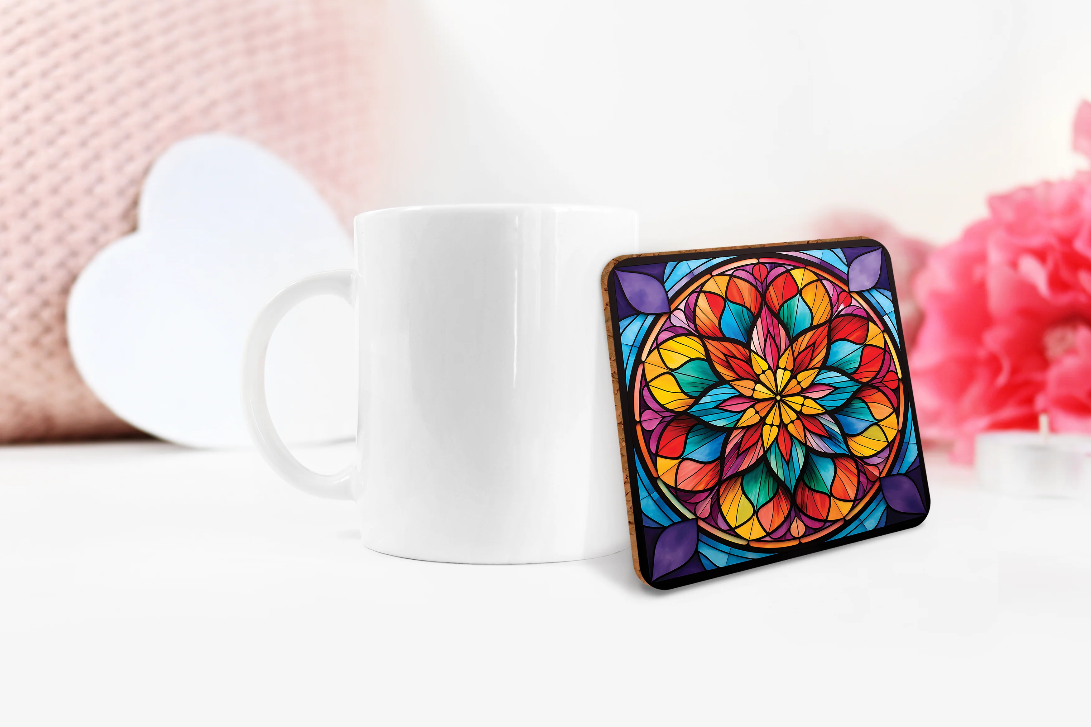 Stained Glass Mandala Sublimation Bundle Coaster Designs PNG - Image 6