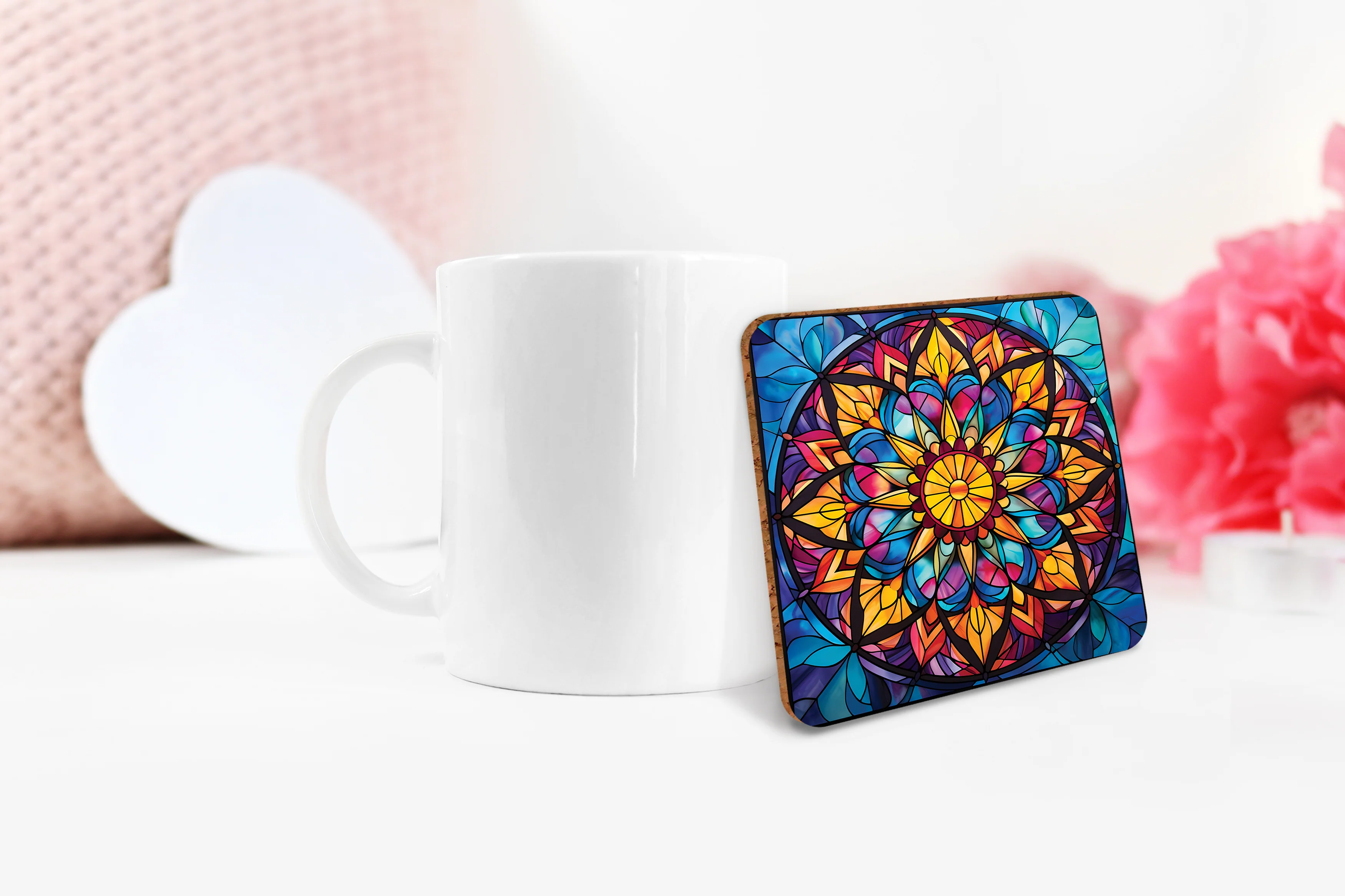 Stained Glass Mandala Sublimation Bundle Coaster Designs PNG - Image 7