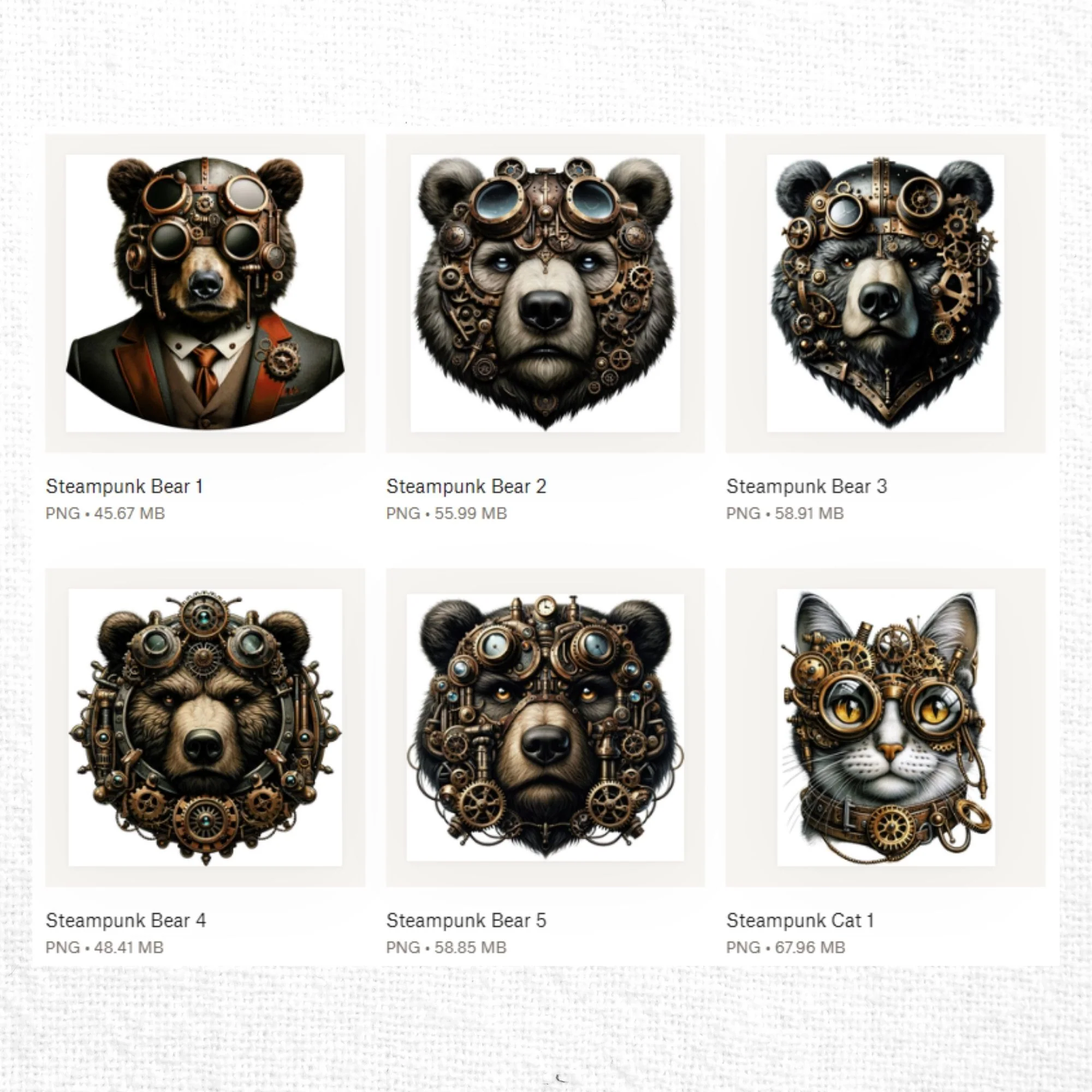 Steampunk Animals Clipart Sublimation Bundle - Image 3