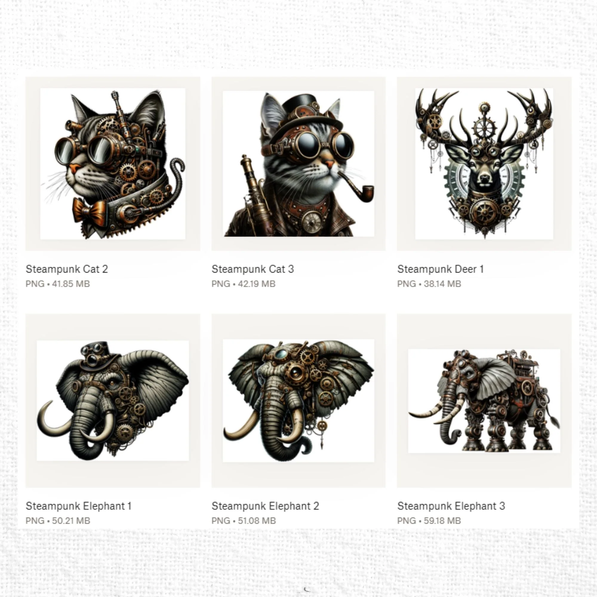 Steampunk Animals Clipart Sublimation Bundle - Image 4