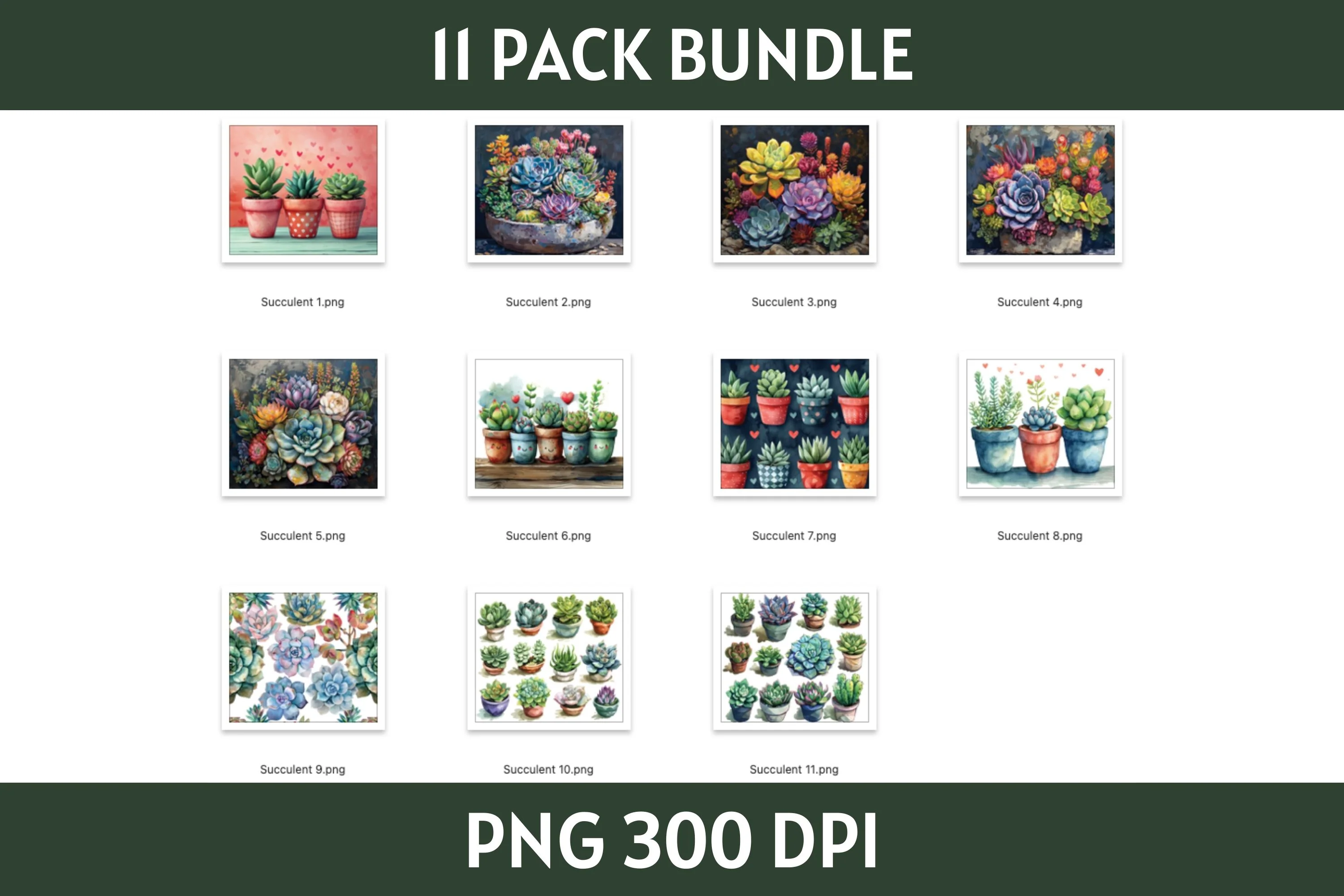 Succulent Tumbler Sublimation Bundle PNG 20 oz - Image 3