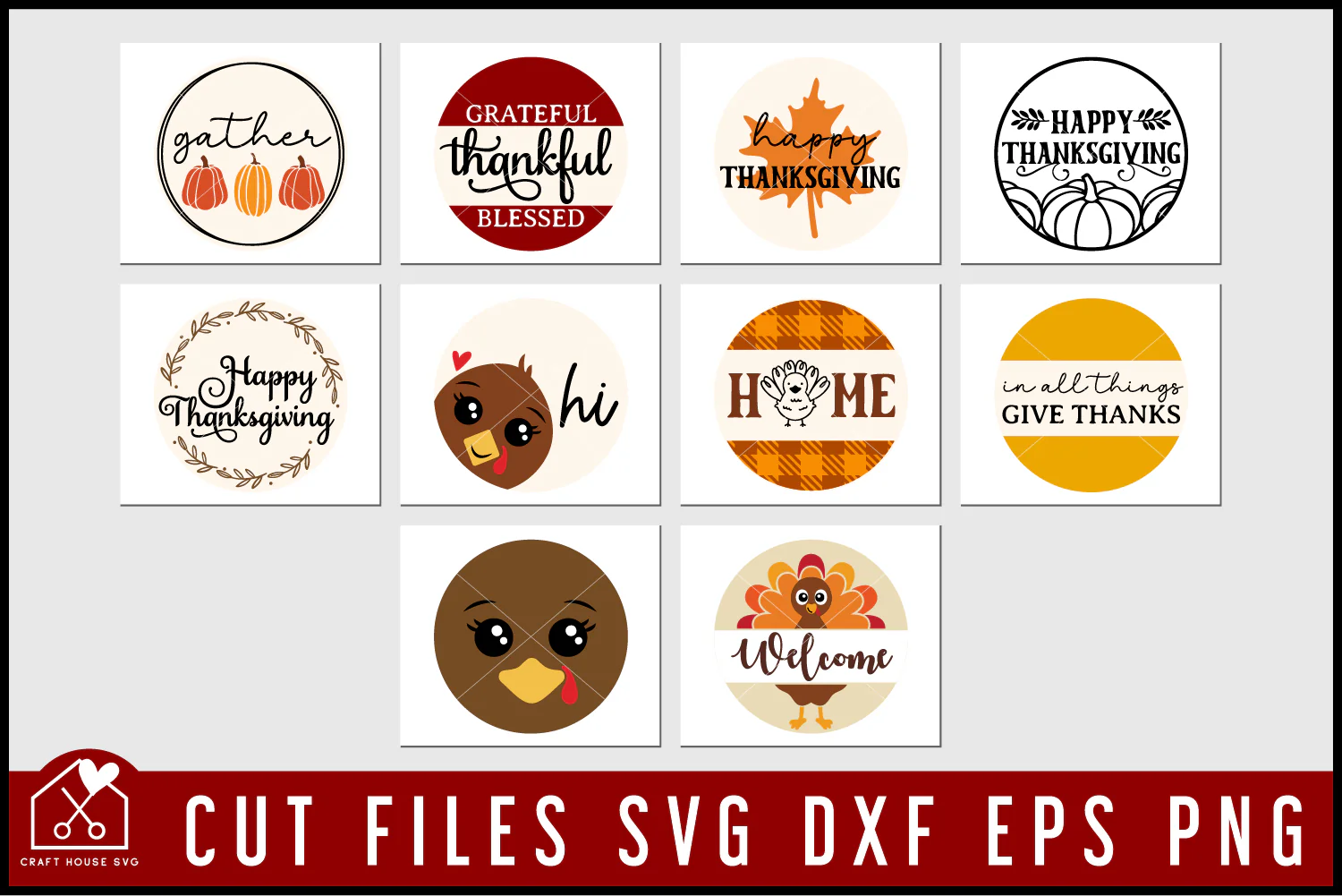 Thanksgiving Round Sign SVG Bundle - Image 3