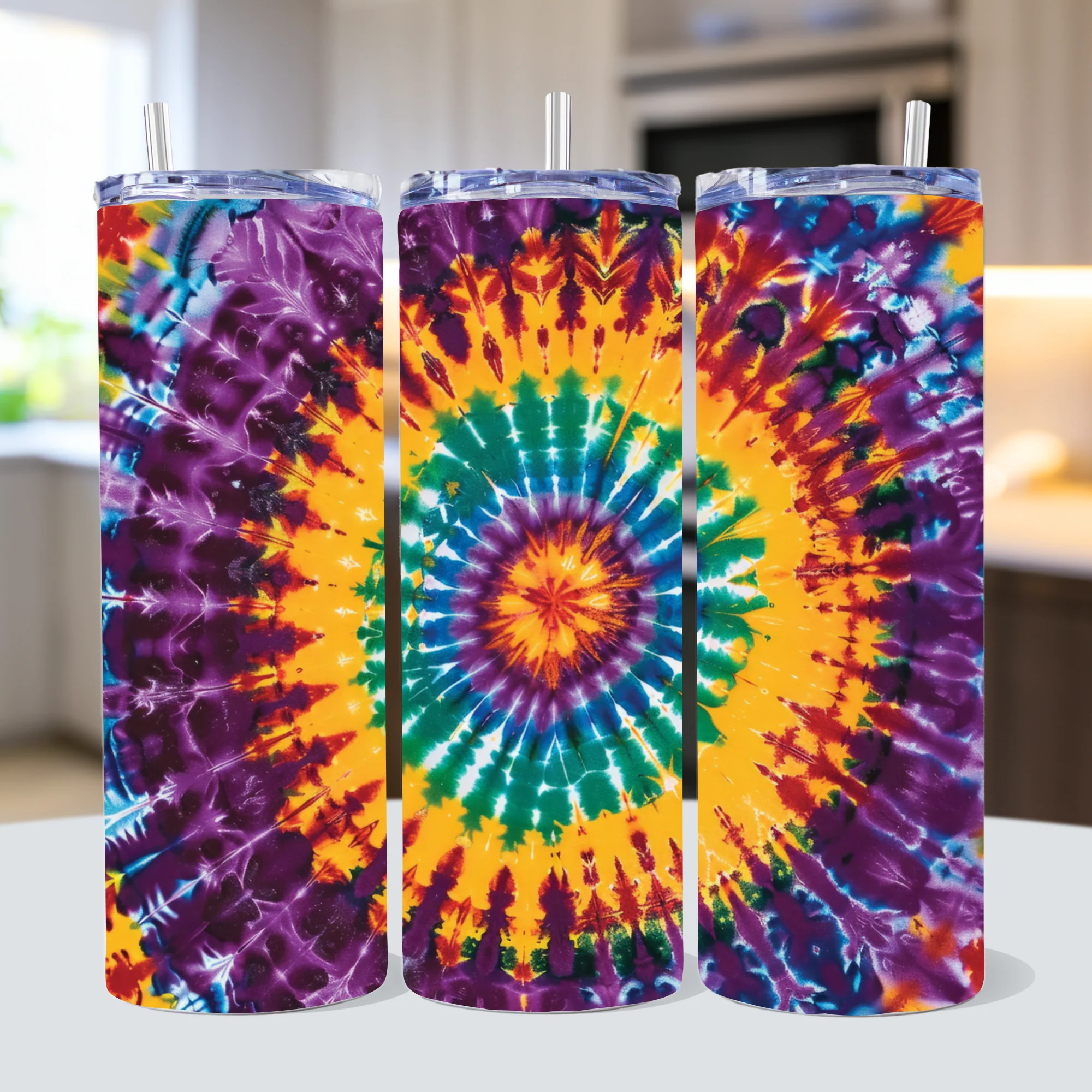 Tie Dye Tumbler Sublimation Bundle PNG 20 oz - Image 2
