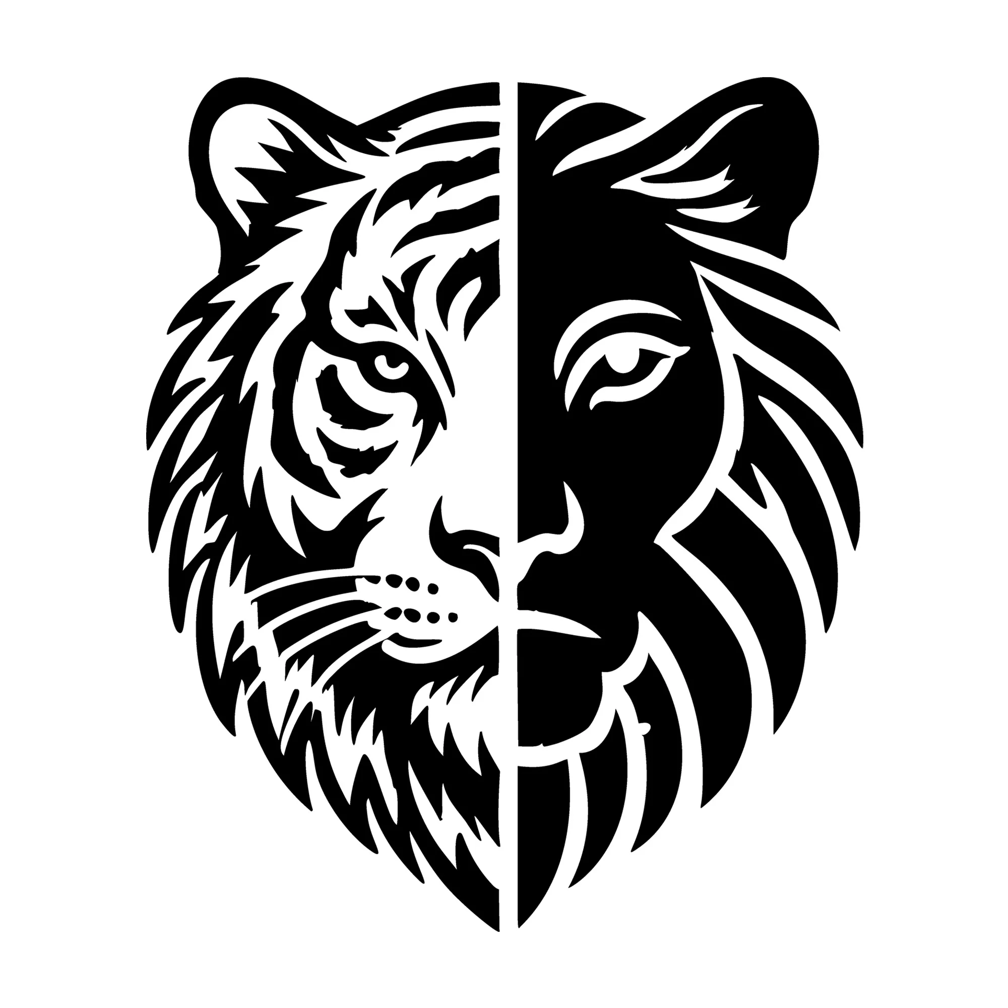 Tiger and Lion Silhouette in Contrasting Design SVG