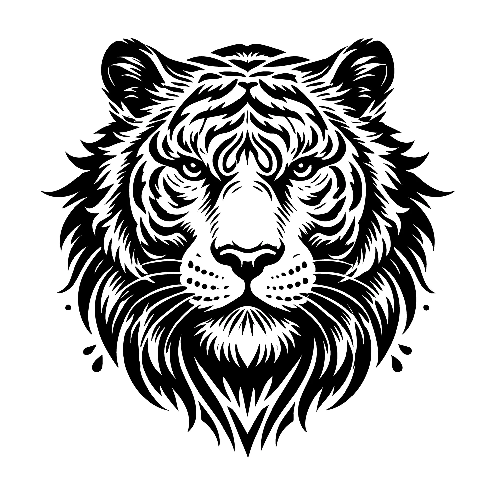 Tiger Face Silhouette With Strong Features SVG