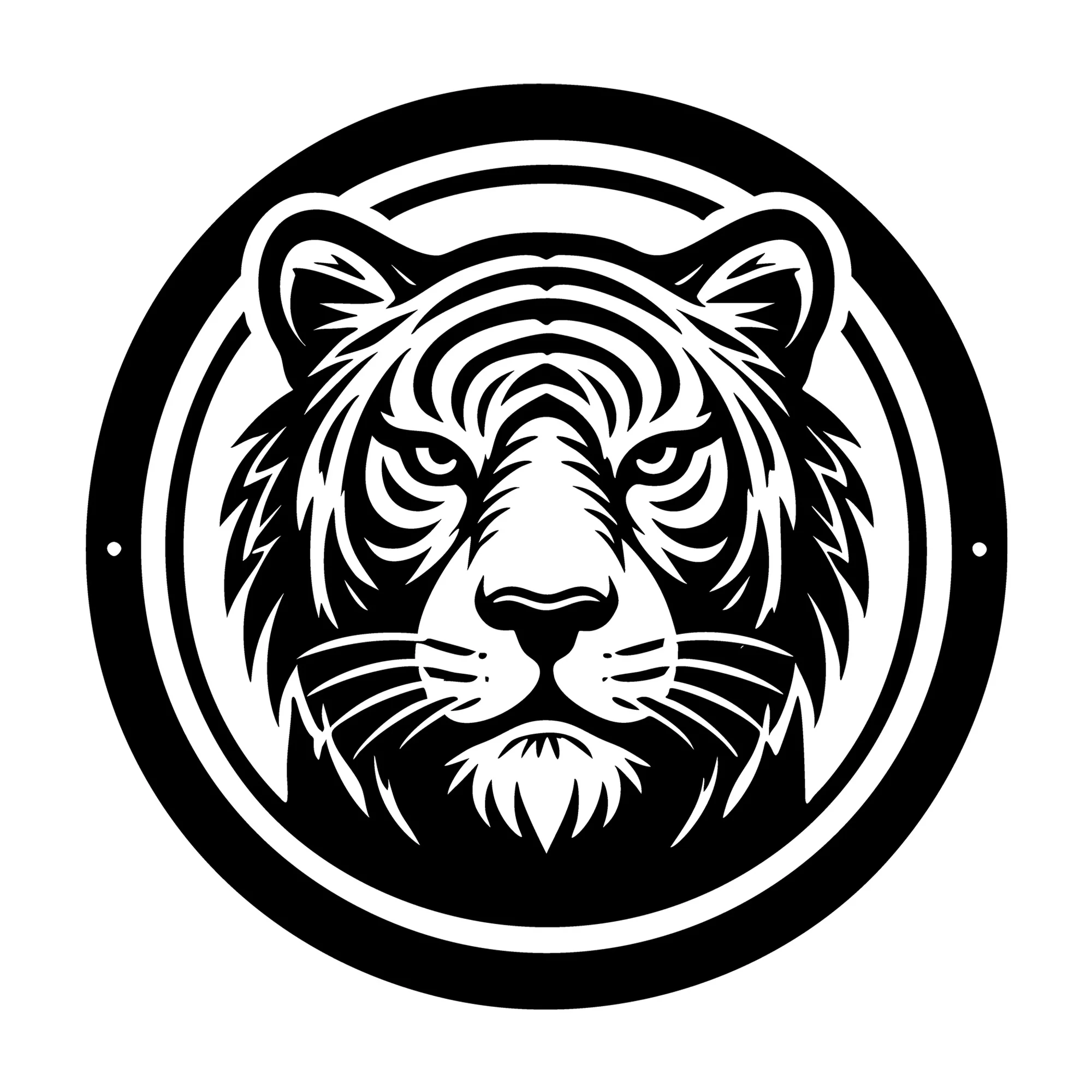 Tiger Face with Clean Circular Border Silhouette SVG