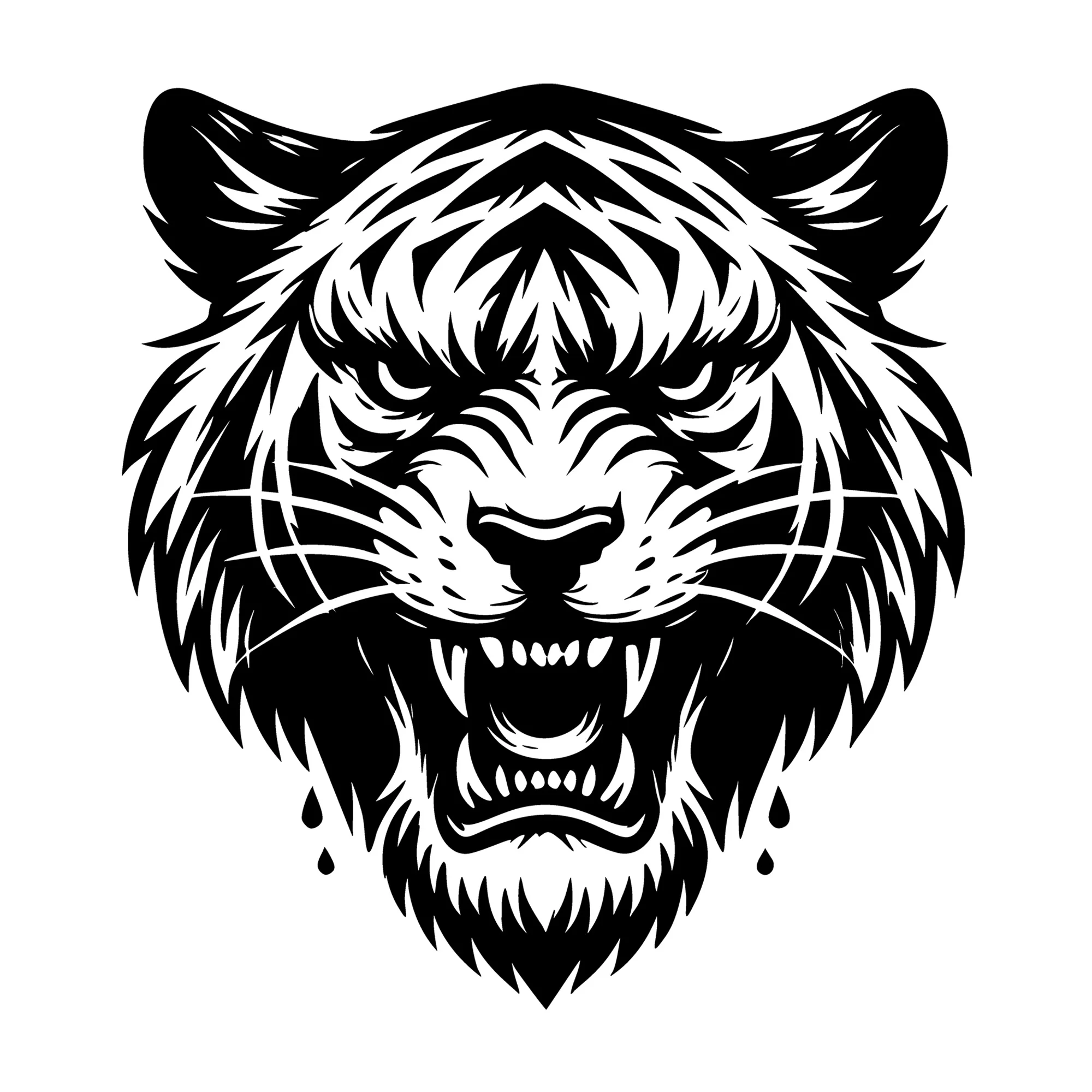 Tiger Growling Face Silhouette SVG