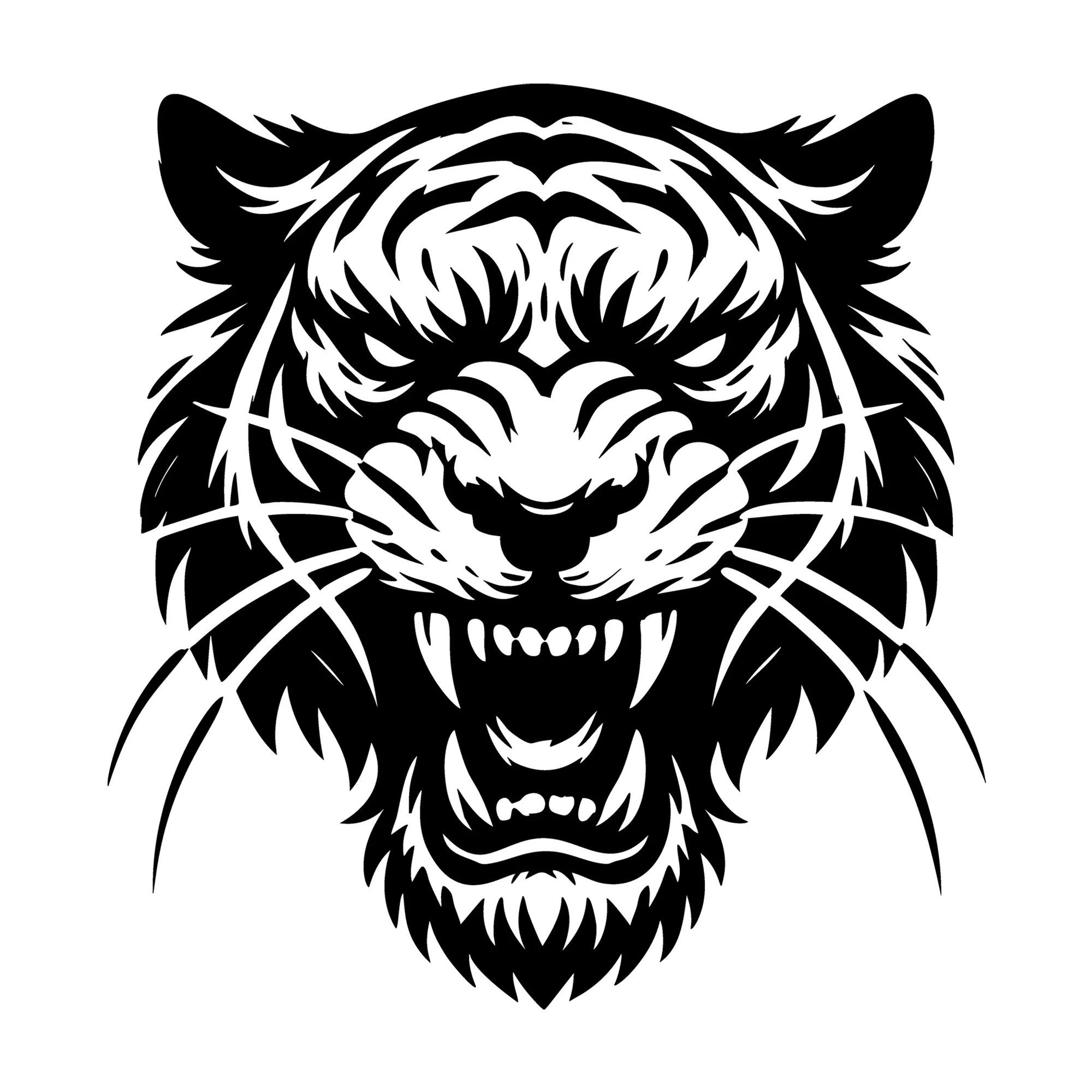 Tiger Head Illustration With Fierce Expression SVG