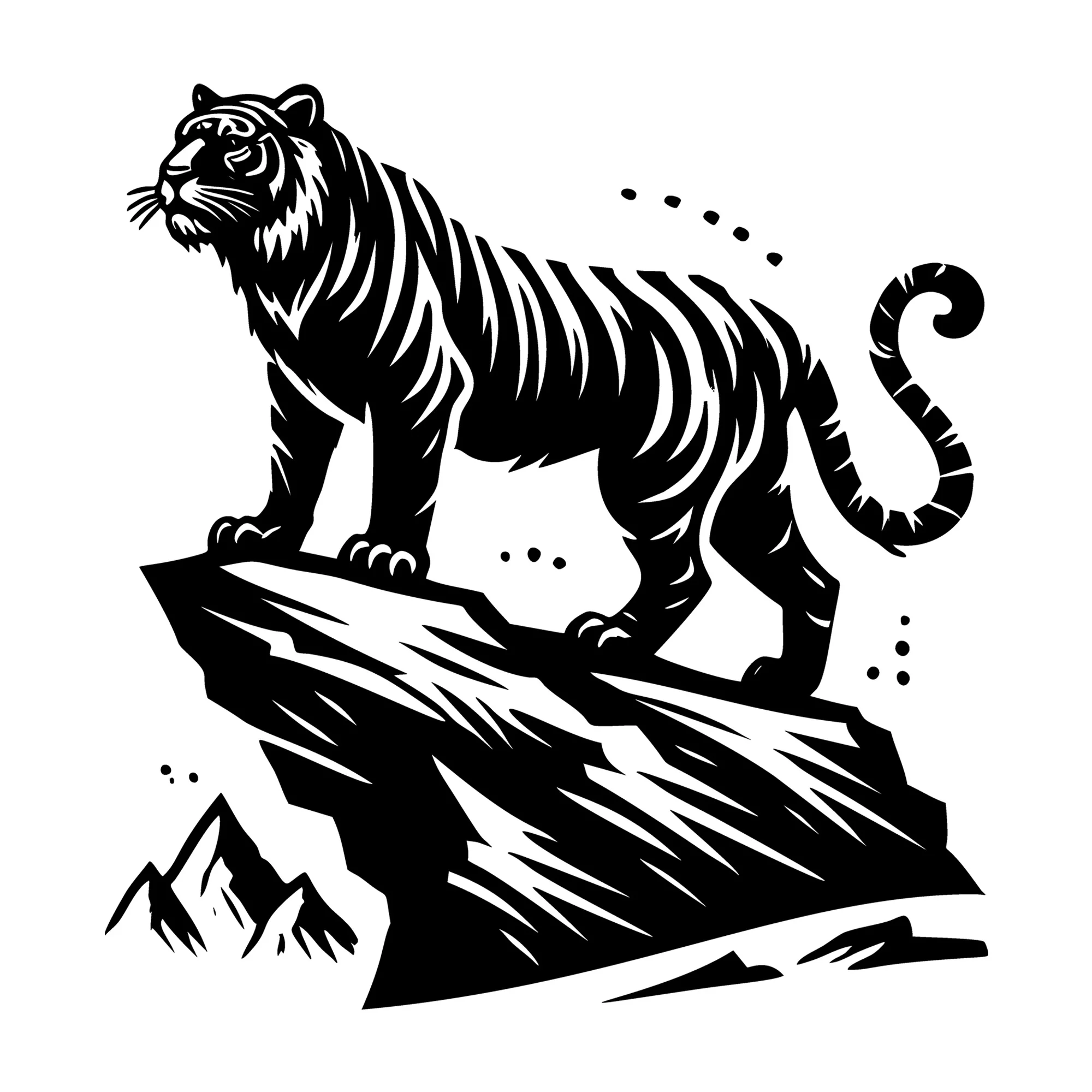 Tiger on Mountain Edge Silhouette SVG
