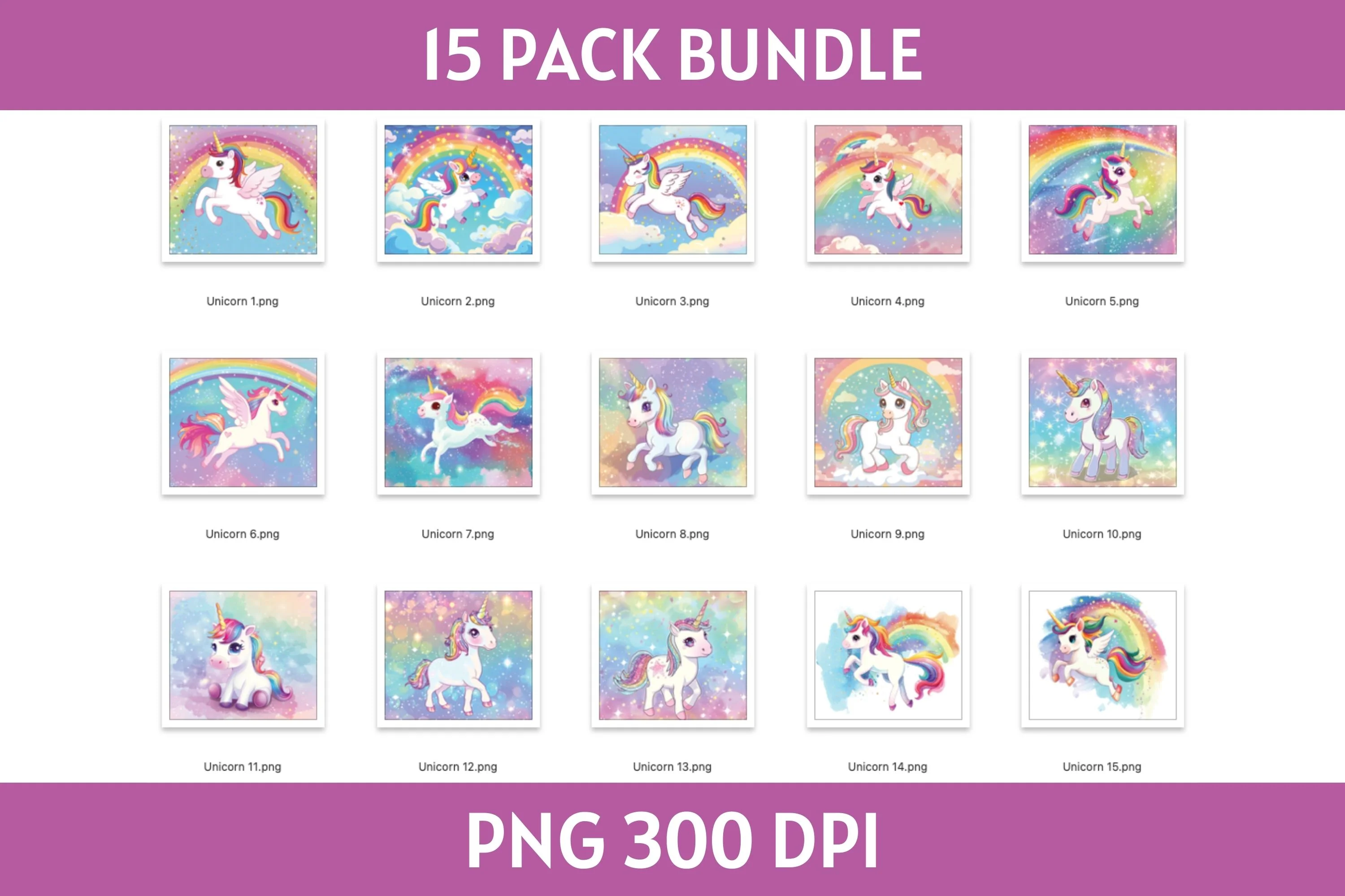 Unicorn Tumbler Sublimation Bundle PNG 20 oz - Image 3