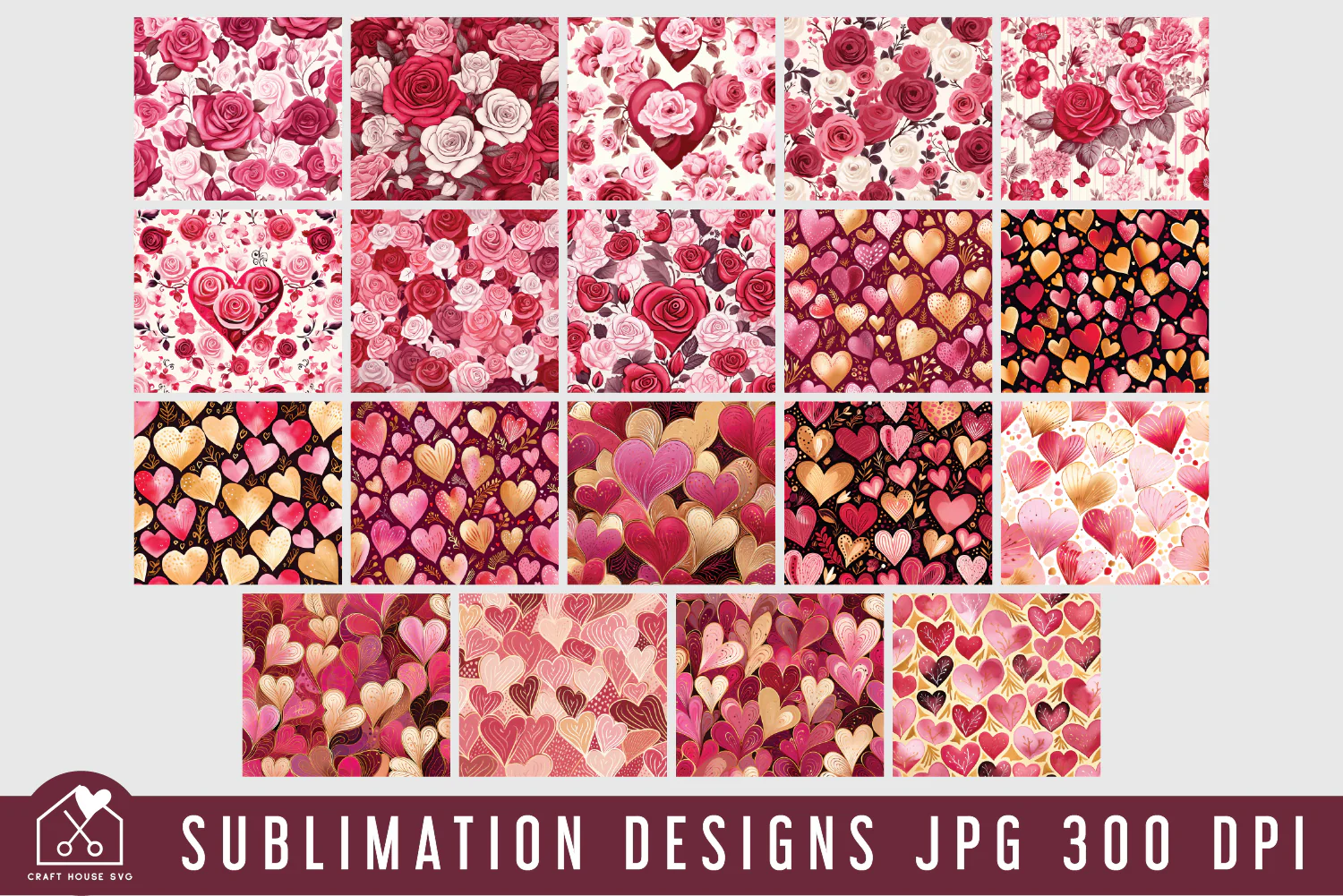 Valentines Day 20oz Tumbler Wrap Bundle Sublimation Designs JPG - Image 3