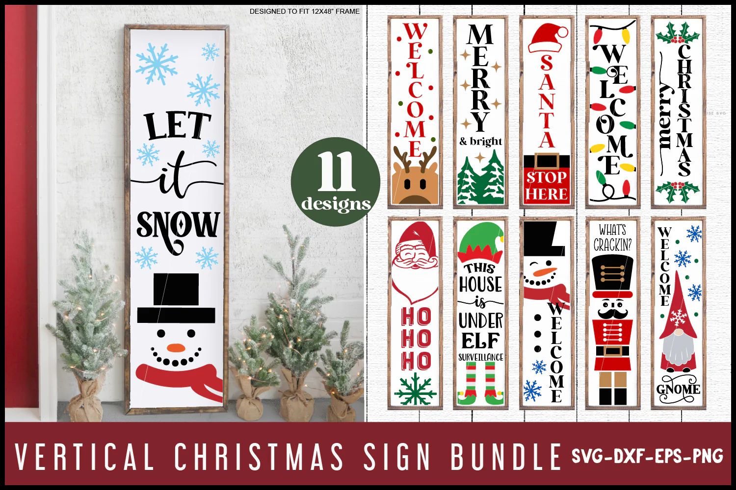 Vertical Christmas Sign SVG Bundle - Image 2