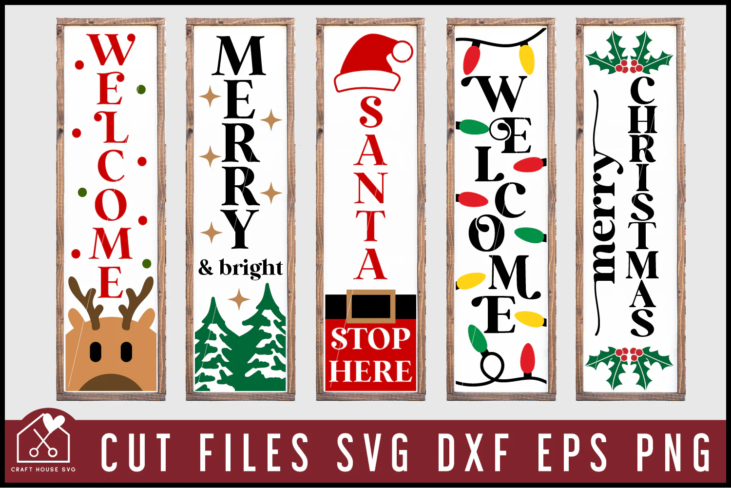 Vertical Christmas Sign SVG Bundle - Image 3