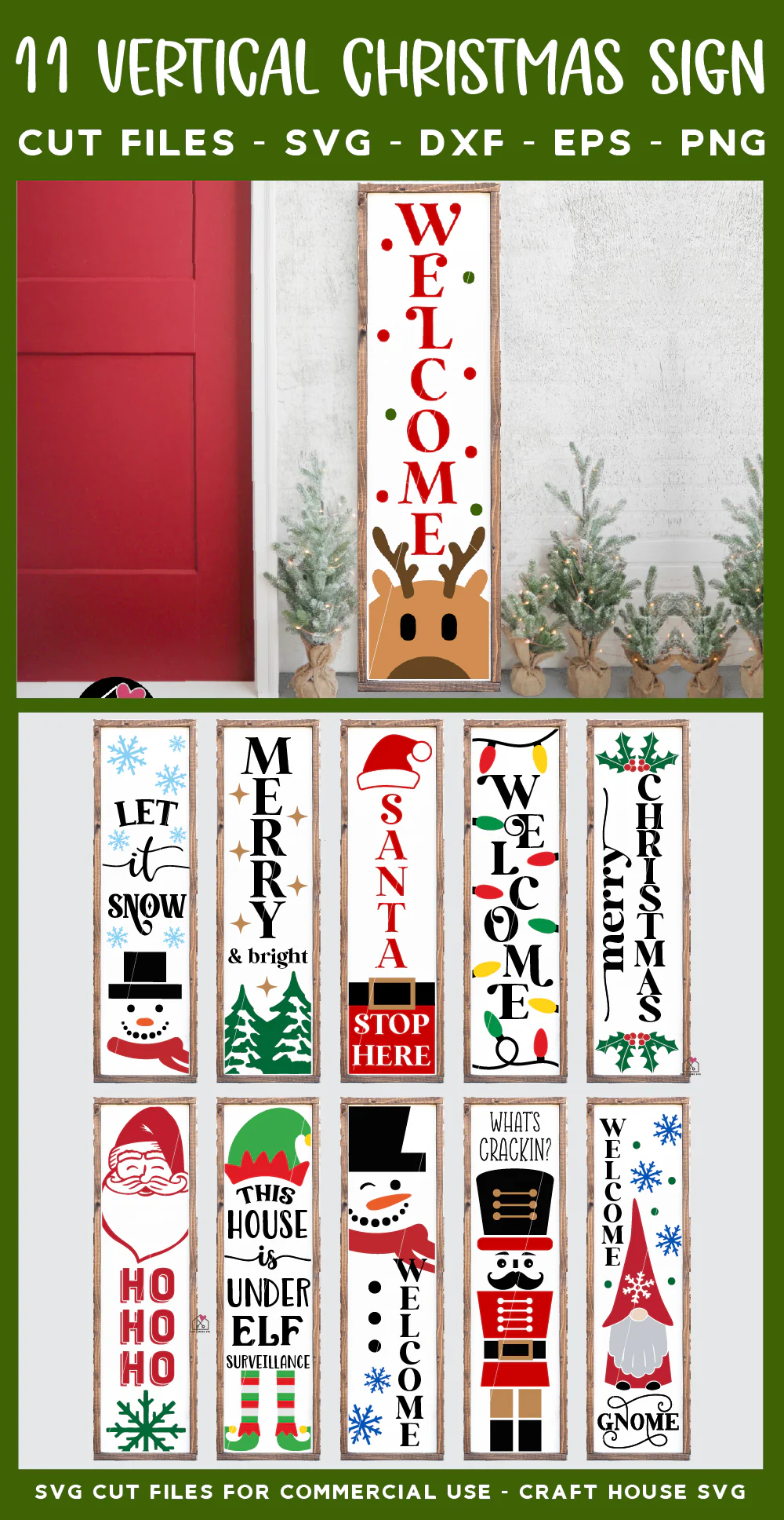 Vertical Christmas Sign SVG Bundle - Image 5